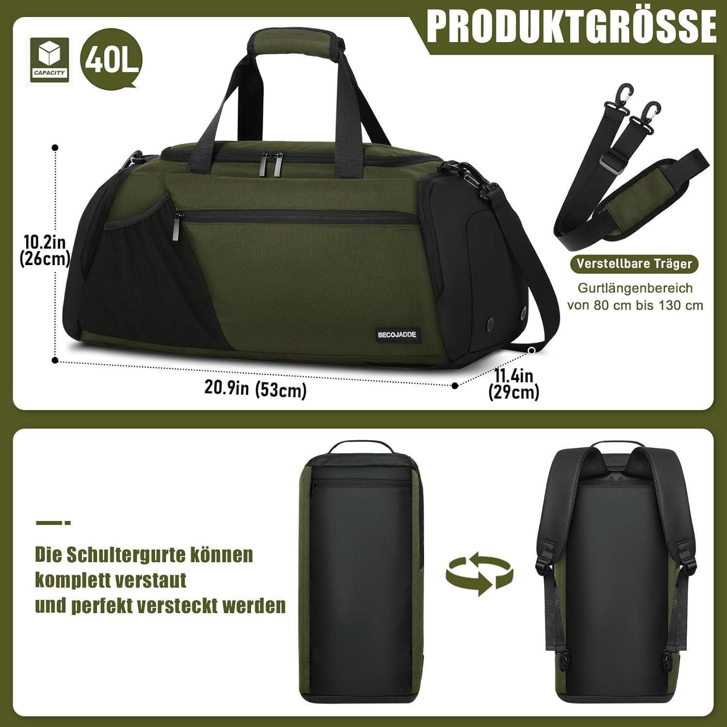 LuxusKollektion Sporttasche Sporttasche Herren 45L Groß Rucksack mit Schuhfach Nassfach