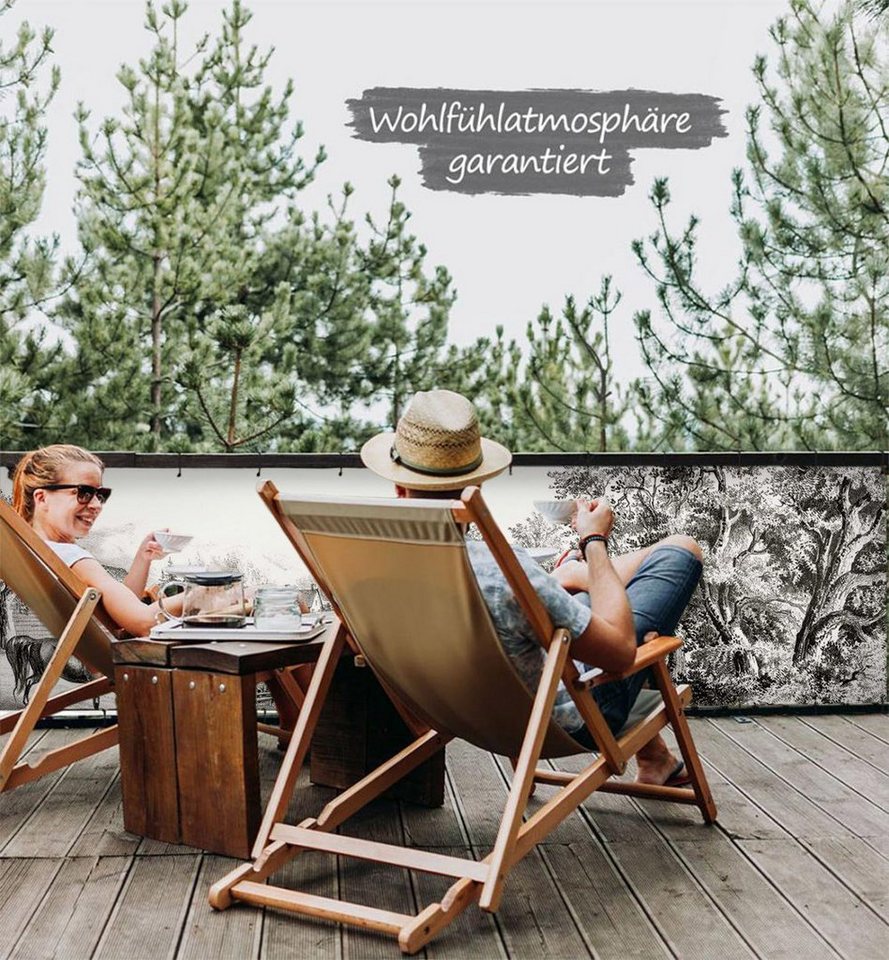 Thumbnail - MyMaxxi Sichtschutzelement Balkonbanner Pferde auf der Heide Balkon Sichtschutz Garten