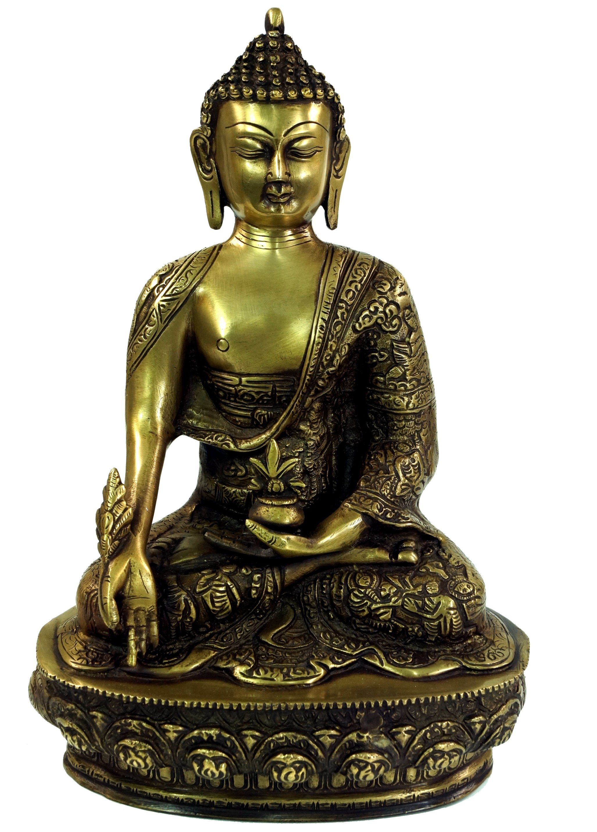 Guru-Shop Buddhafigur Buddha Statue aus Messing Medizin Buddha 31 cm..