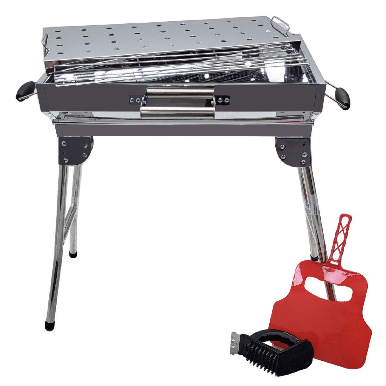 Holzkohlegrill Mangal Iskander Schaschlikgrill Edelstahl mit Grillrost