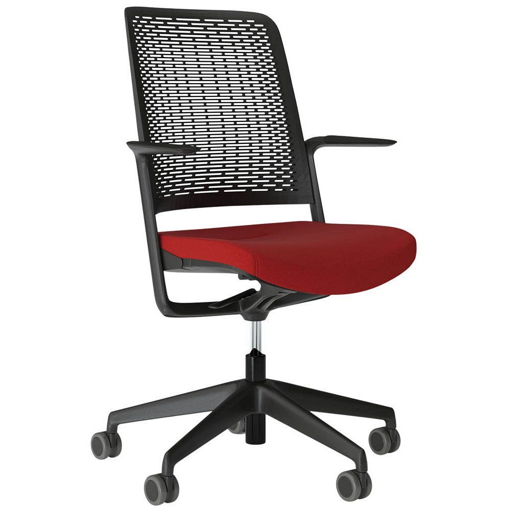 Nowy Styl Bürostuhl 1 Bürostuhl mit Armlehnen WITHME schwarz - Stoff rot