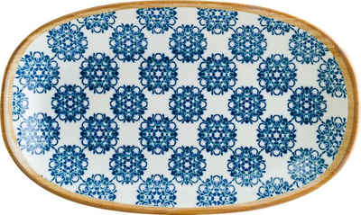 Bonna Servierplatte 2x Bonna Lotus Gourmet Platte 29x17cm Blau Servierplatten, Porzellan