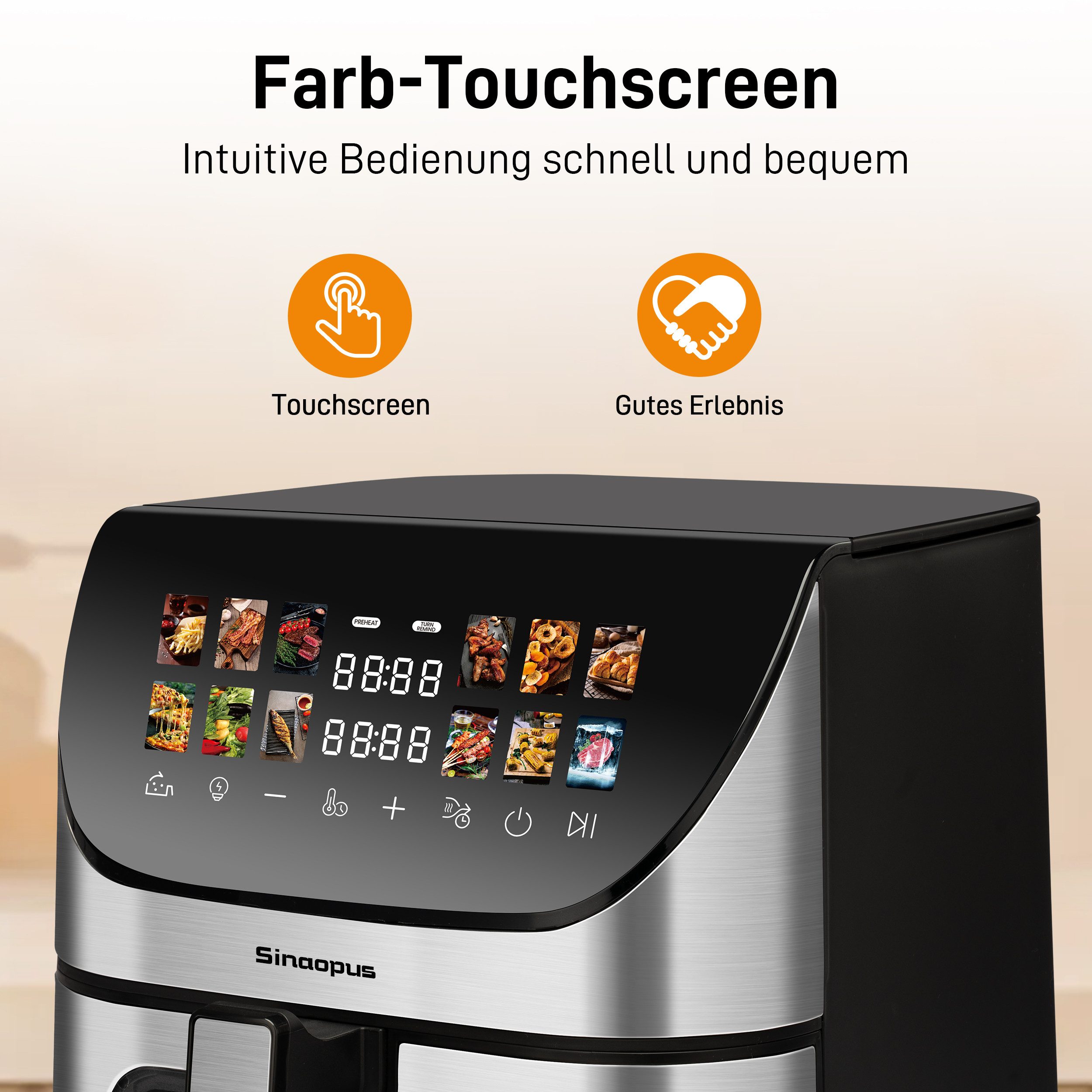WHEELYOU Heißluftfritteuse 8.5 L Airfryer – 1800 W, Sichtfenster & LED-Display für fettarmes Kochen, 1800,00 W, Genießen Sie knusprige Ergebnisse mit wenig Öl – Bild 5 von 5