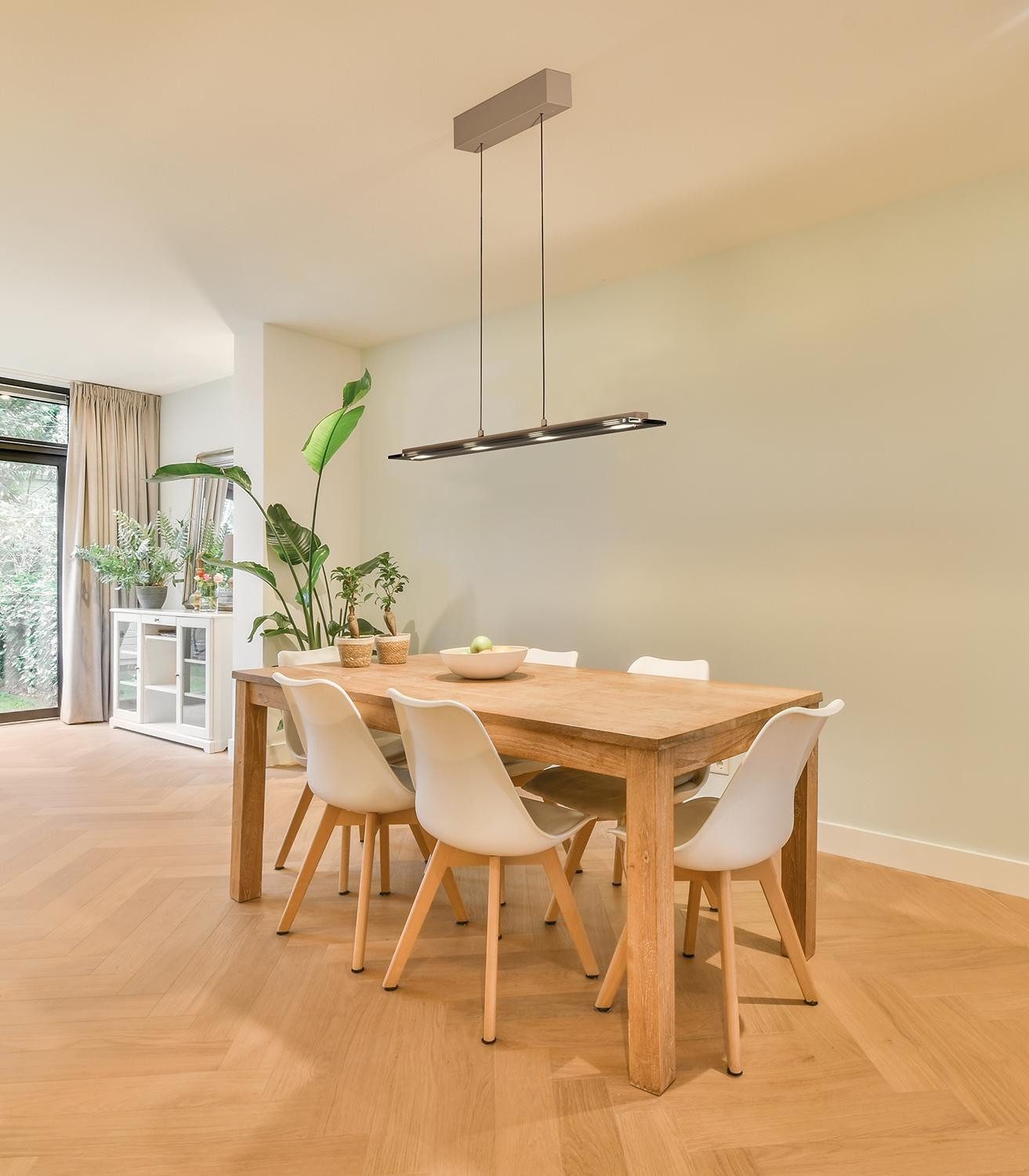 FISCHER & HONSEL LED Pendelleuchte TORVI, Greige, Rauchfarben, Glas, Metall, Anpassung der Farbtemperatur, Dimmfunktion, LED fest integriert, Extra-Warmweiß, Neutralweiß, Höhenverstellbar, B 88 x H 180 x T 9 cm