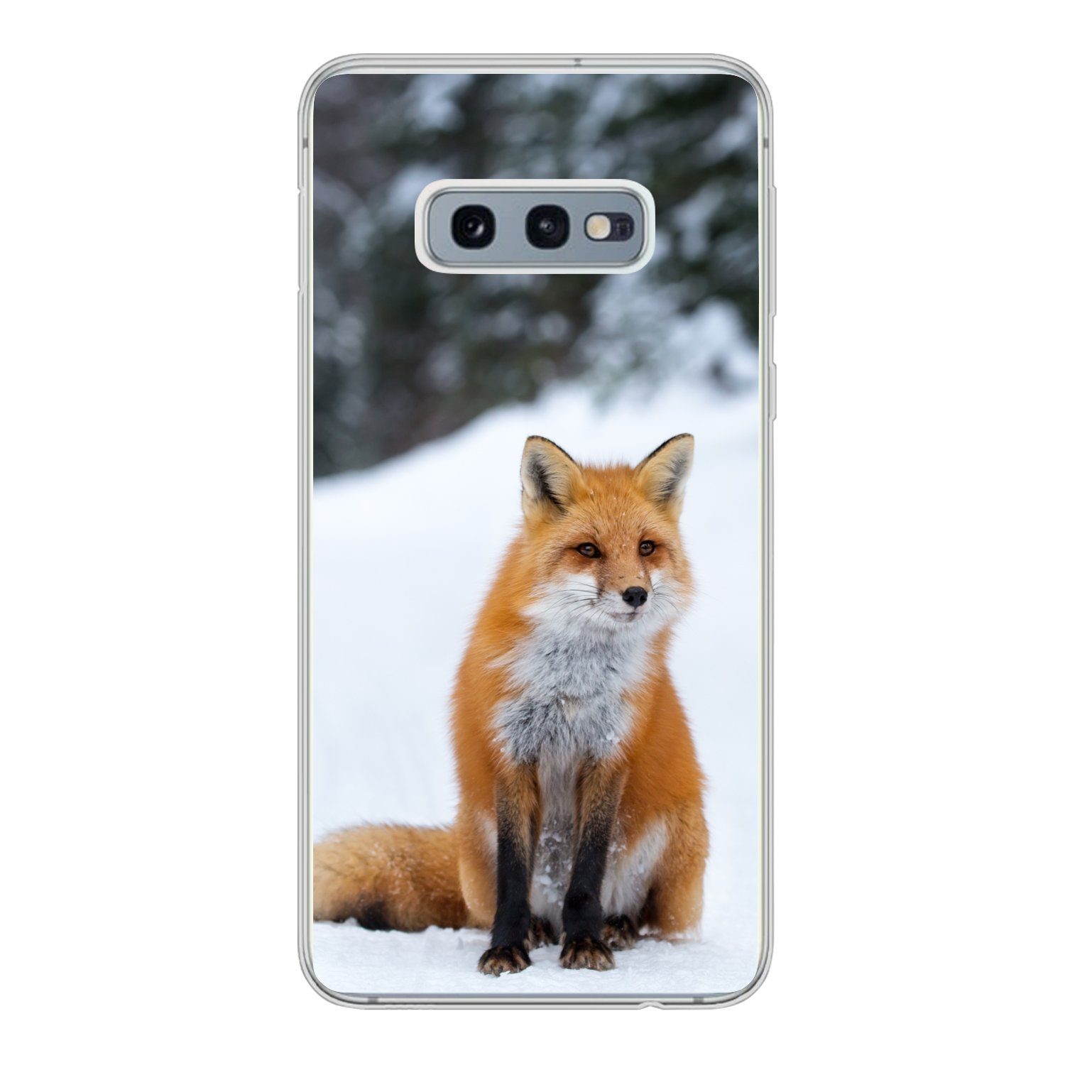 MuchoWow Handyhülle für Samsung Galaxy S10e Fuchs - Schnee - Wald, Phone Case, Silikon, Schutzhülle Dünn