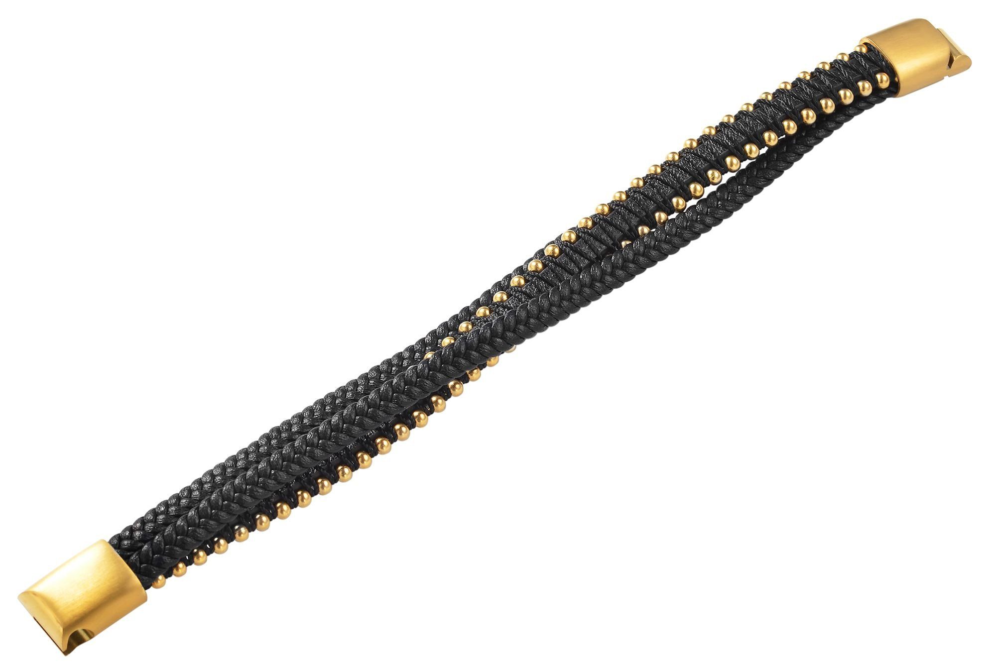 AKZENT Lederarmband Dusan Unisex Armband Edelstahlelementen mit (einzeln) Lederimitat aus Schwarz