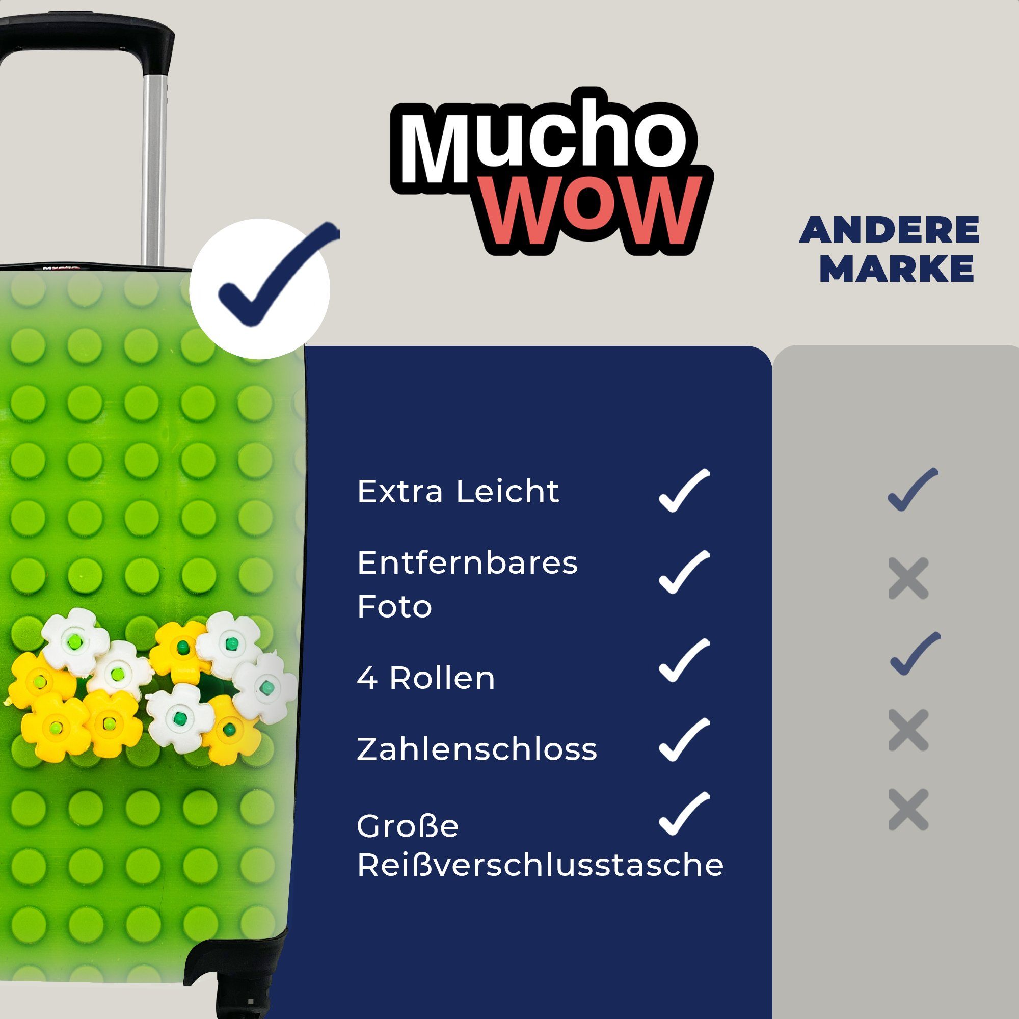 Rollen, 4 Handgepäck mit Handgepäckkoffer mit MuchoWow rollen, für Unterlage Ferien, Blumen, Trolley, Reisekoffer Reisetasche