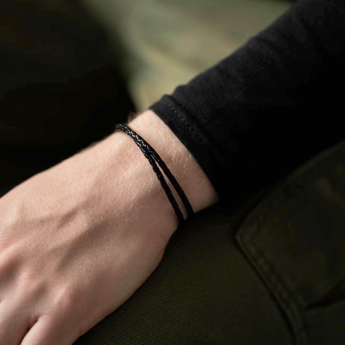 Materia Wickelarmband Unisex Leder geflochten Schwarz günstig online kaufen