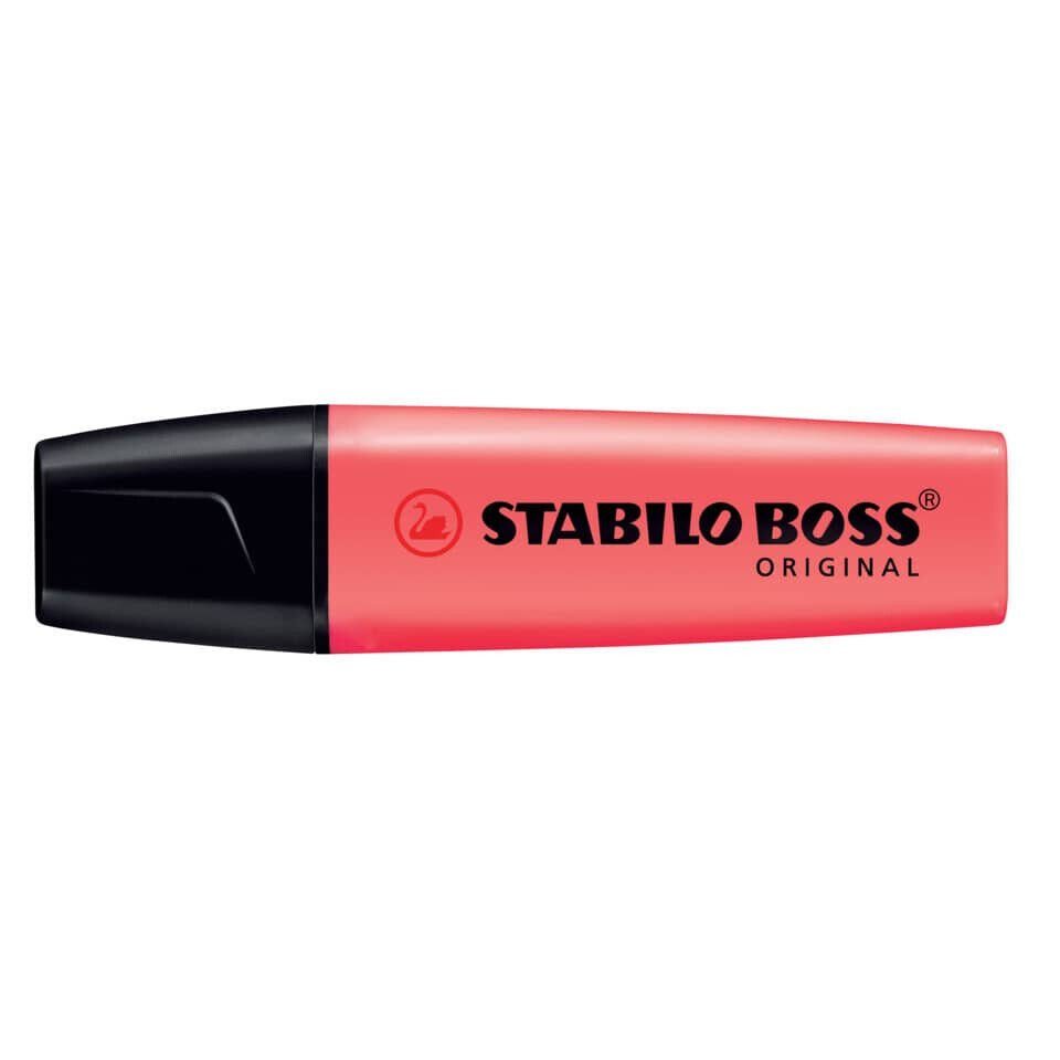 STABILO Marker BOSS Textmarker 70/40 rot Keilspitze 2-5mm Leuchtstift Markierstift, Tinte auf Wasserbasis