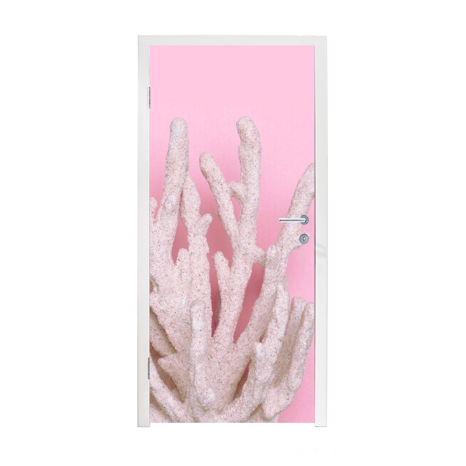MuchoWow Türtapete Koralle - Rosa - Sommer, Matt, bedruckt, (1 St), Fototapete für Tür, Türaufkleber, 75x205 cm