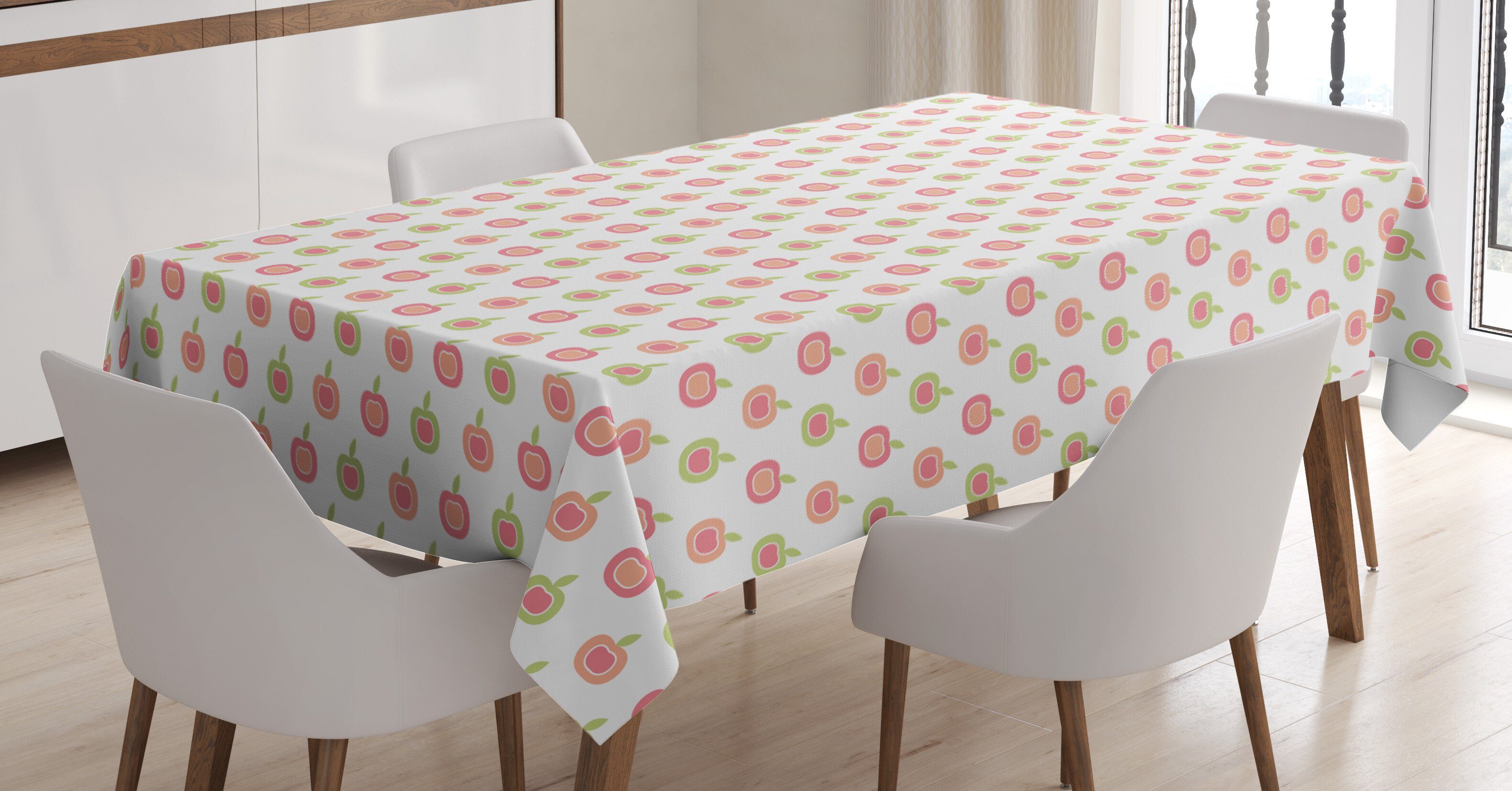 Abakuhaus Tischdecke Farbfest Waschbar Für den Außen Bereich geeignet Klare Farben, Pastell Apple-Früchte Weiche farbige