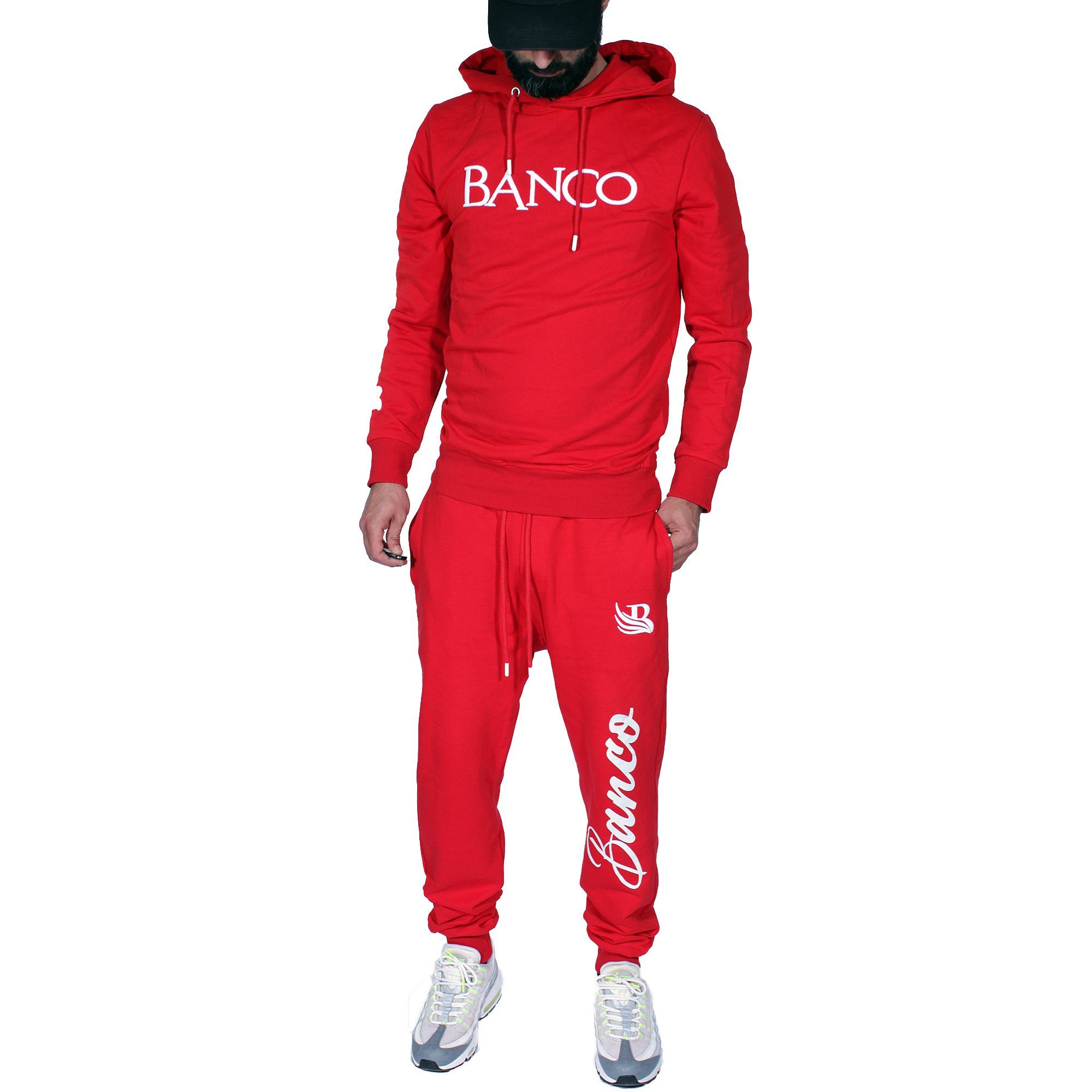 Banco Freizeitanzug Banco Sportanzug mit Logo Streetwear Outdoor Fitness Herren, Mit Kapuze Rot