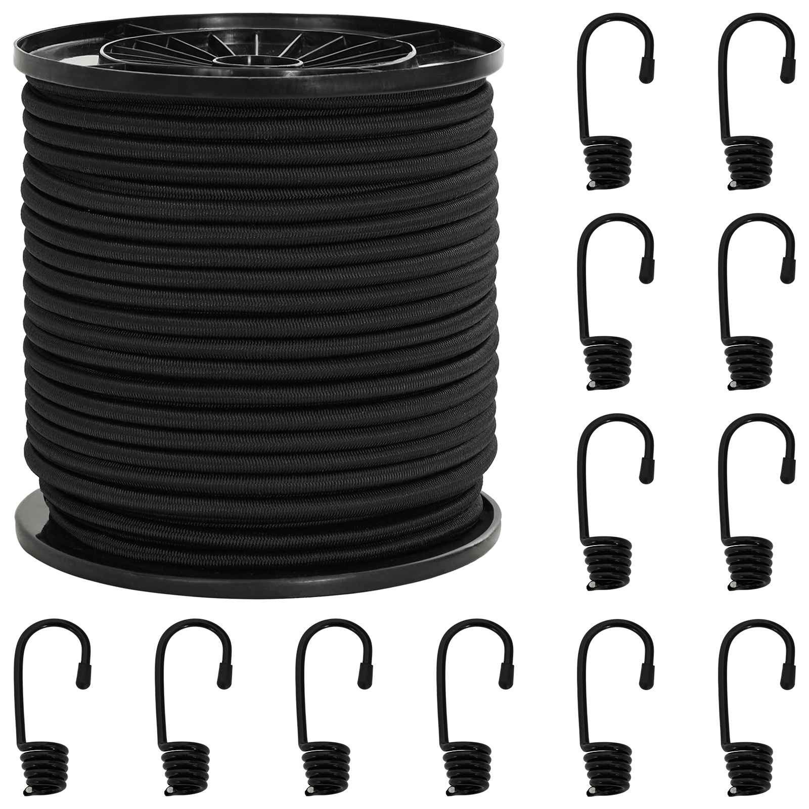 vidaXL Seil Bungee-Schnüre mit Haken 4 mm Schwarz PP und Gummi