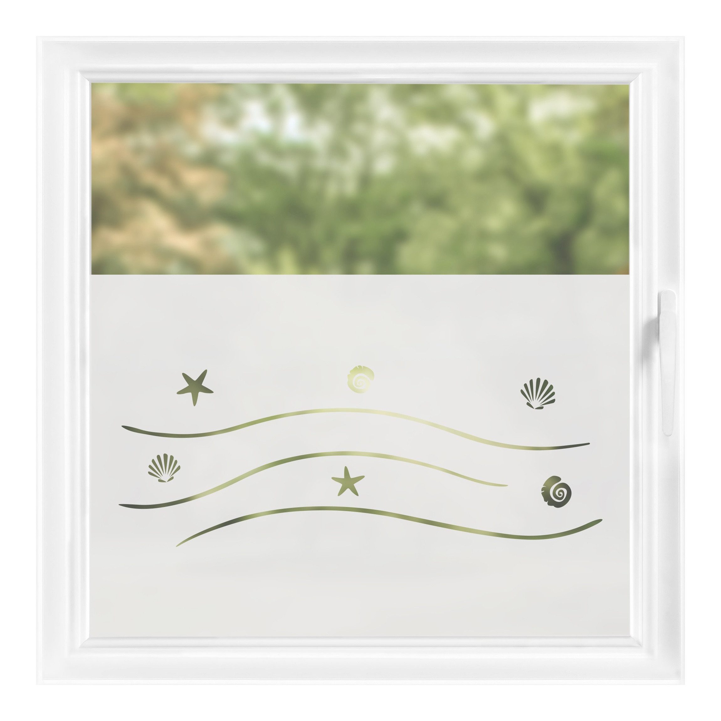 Bilderdepot24 Fensterfolie statisch haftend Motiv Fensterdeko La Mer II Muster, blickdicht, Innen Fenster Tür Balkontür Küche Badezimmer Wohnzimmer Schlafzimmer