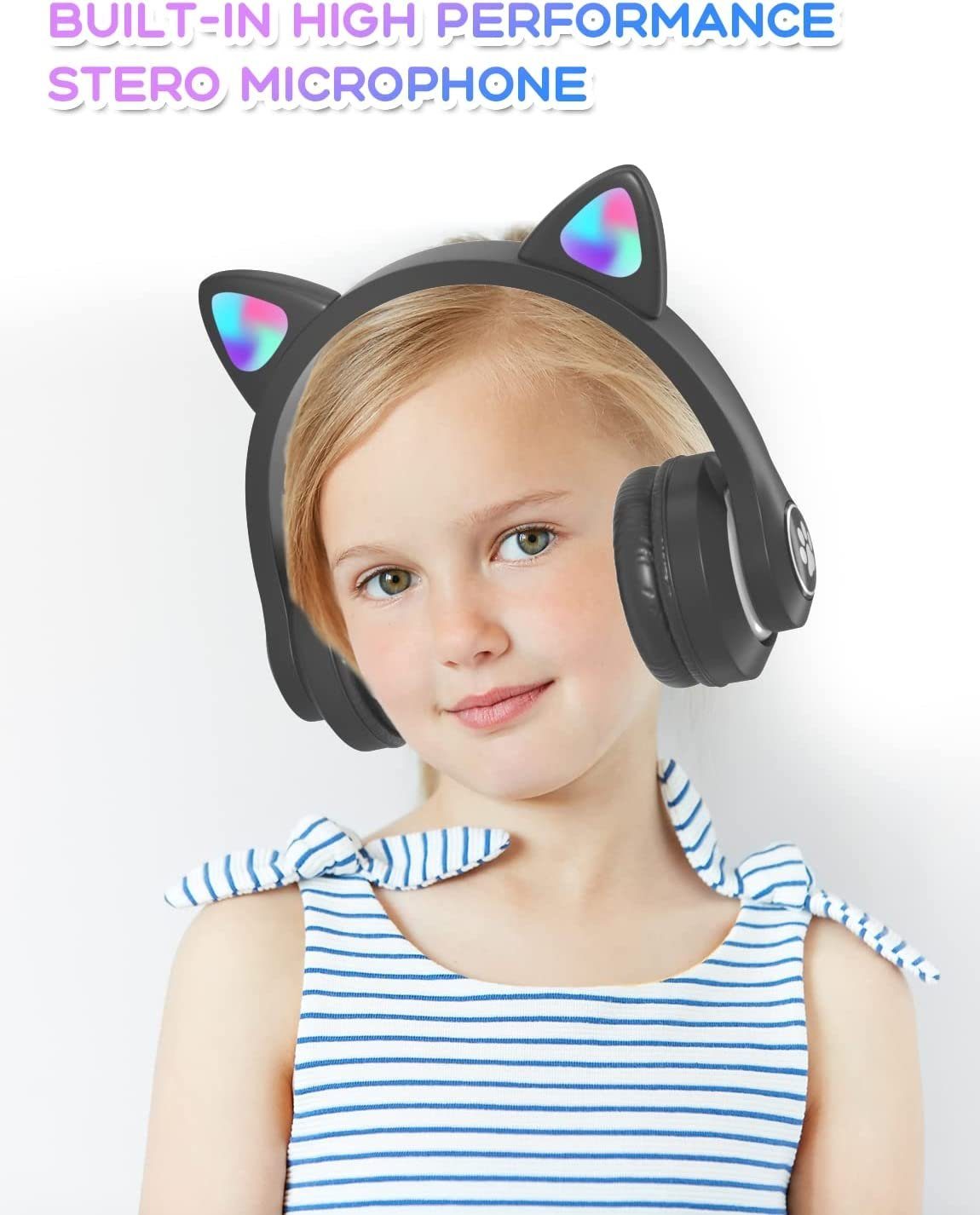 DOPWii Bluetooth Kinder,Faltbar(Geräuschunterdrückung,Anruff) Kopfhörer Schwarz (bluetooth) Kopfhörer