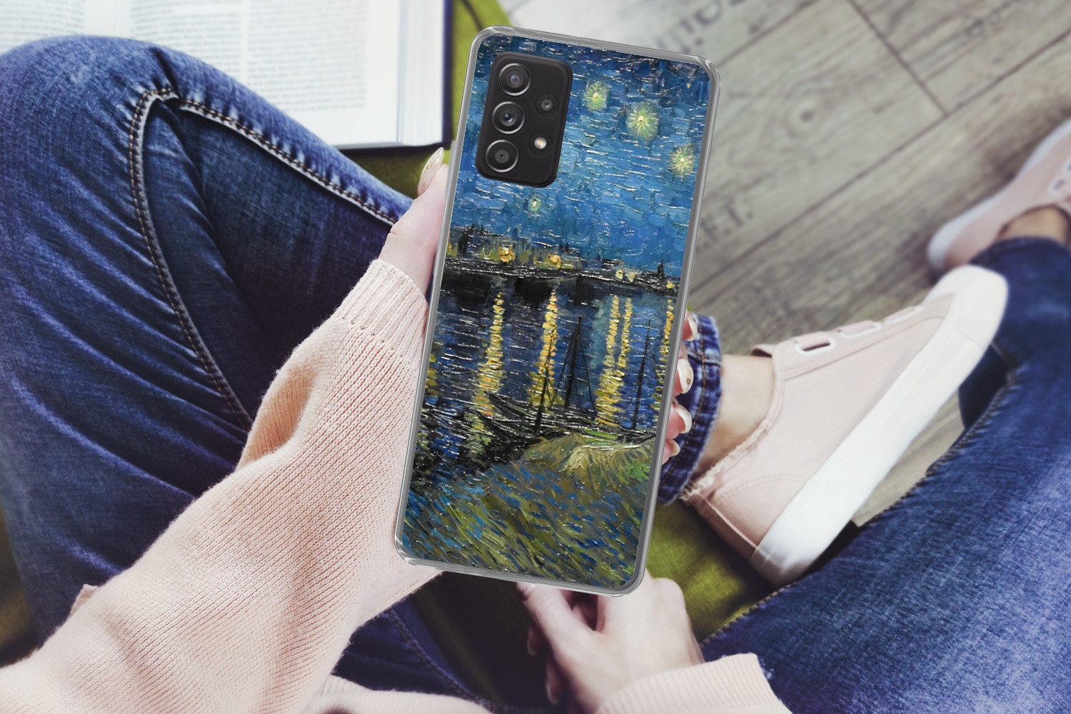 MuchoWow Handyhülle für Samsung Galaxy A33 5G Sternennacht über der Rhone - Van Gogh - Kun, Smartphone-Bumper, Print, Handy Schutzhülle Dünn