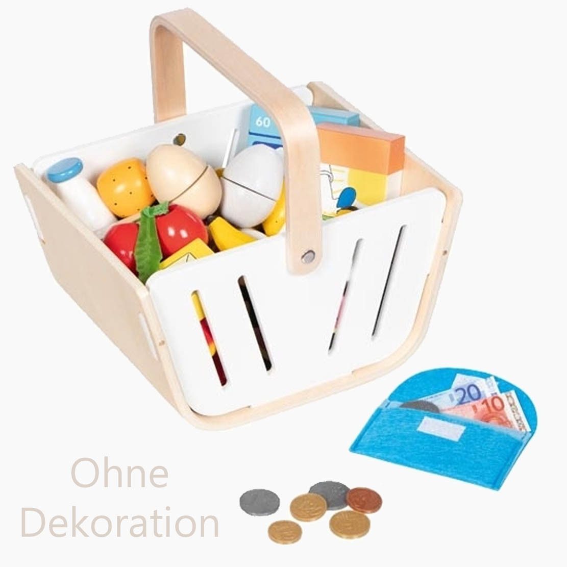 goki Spiel-Einkaufswagen Einkaufskorb MiniShopper, mit Geldbörse, (packung, 2-tlg., set), Mehr als nur ein Kaufmannsladen-Zubehör