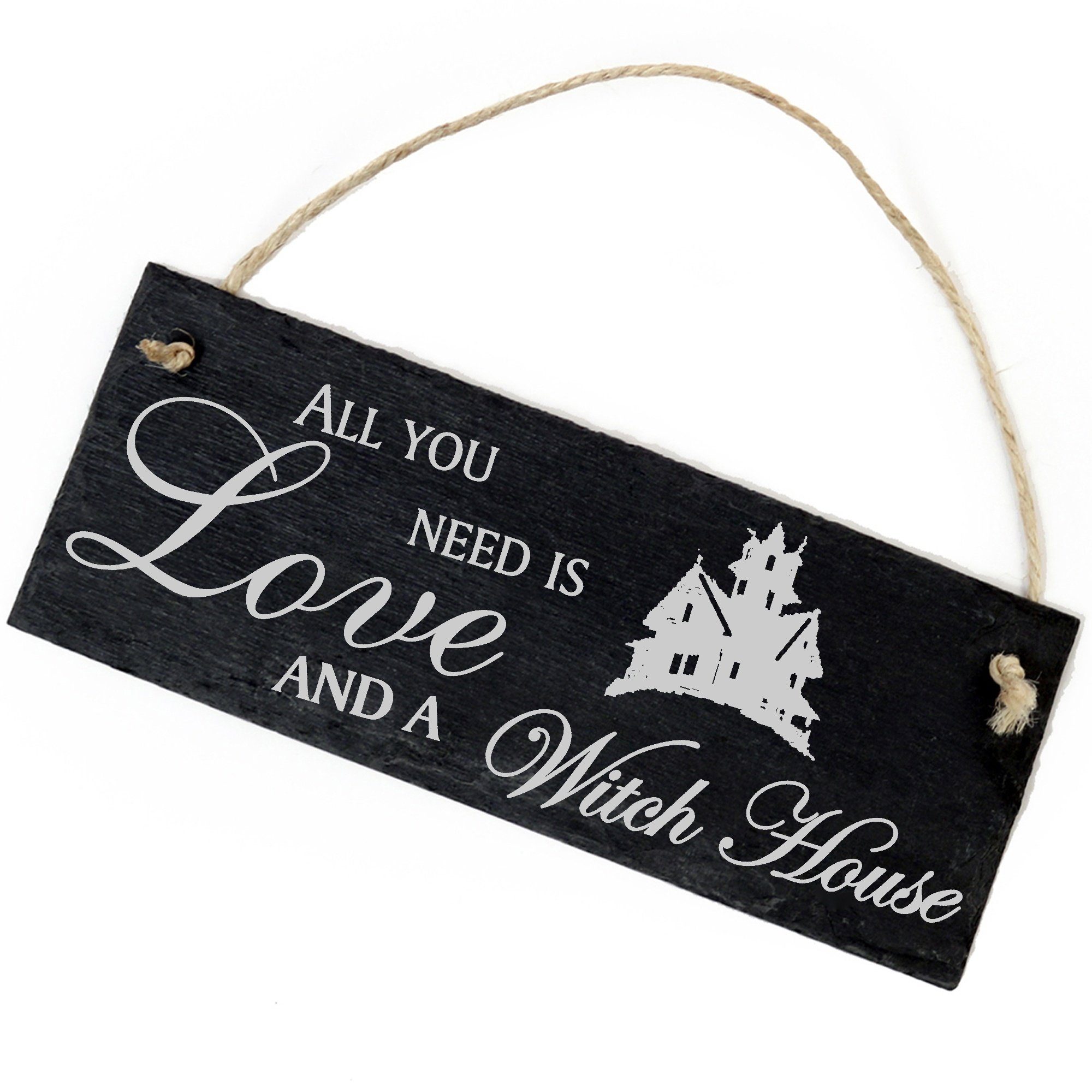 Dekolando Hängedekoration Hexenhaus 22x8cm All you need is Love and a Witch House