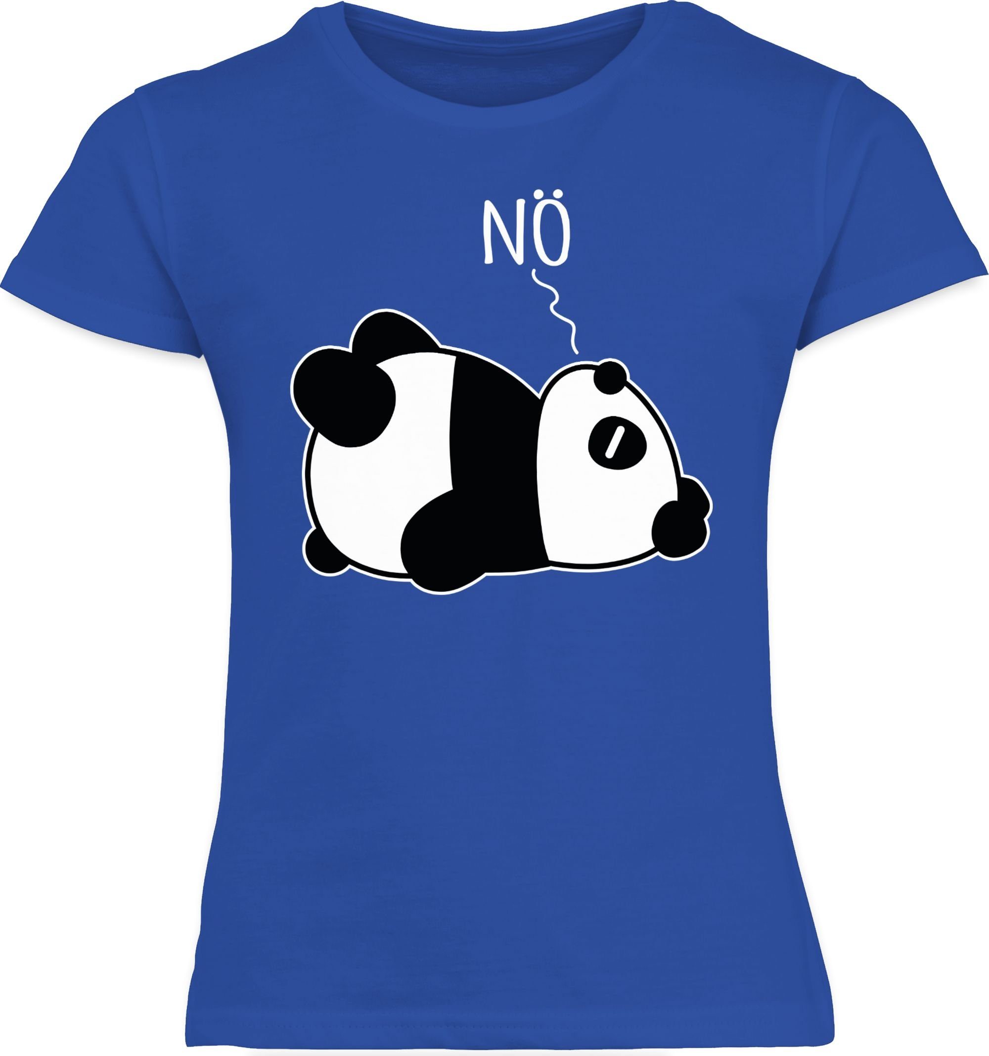 T-Shirt 2 Kinder Statement Panda weiß Sprüche - - Royalblau Shirtracer Nö