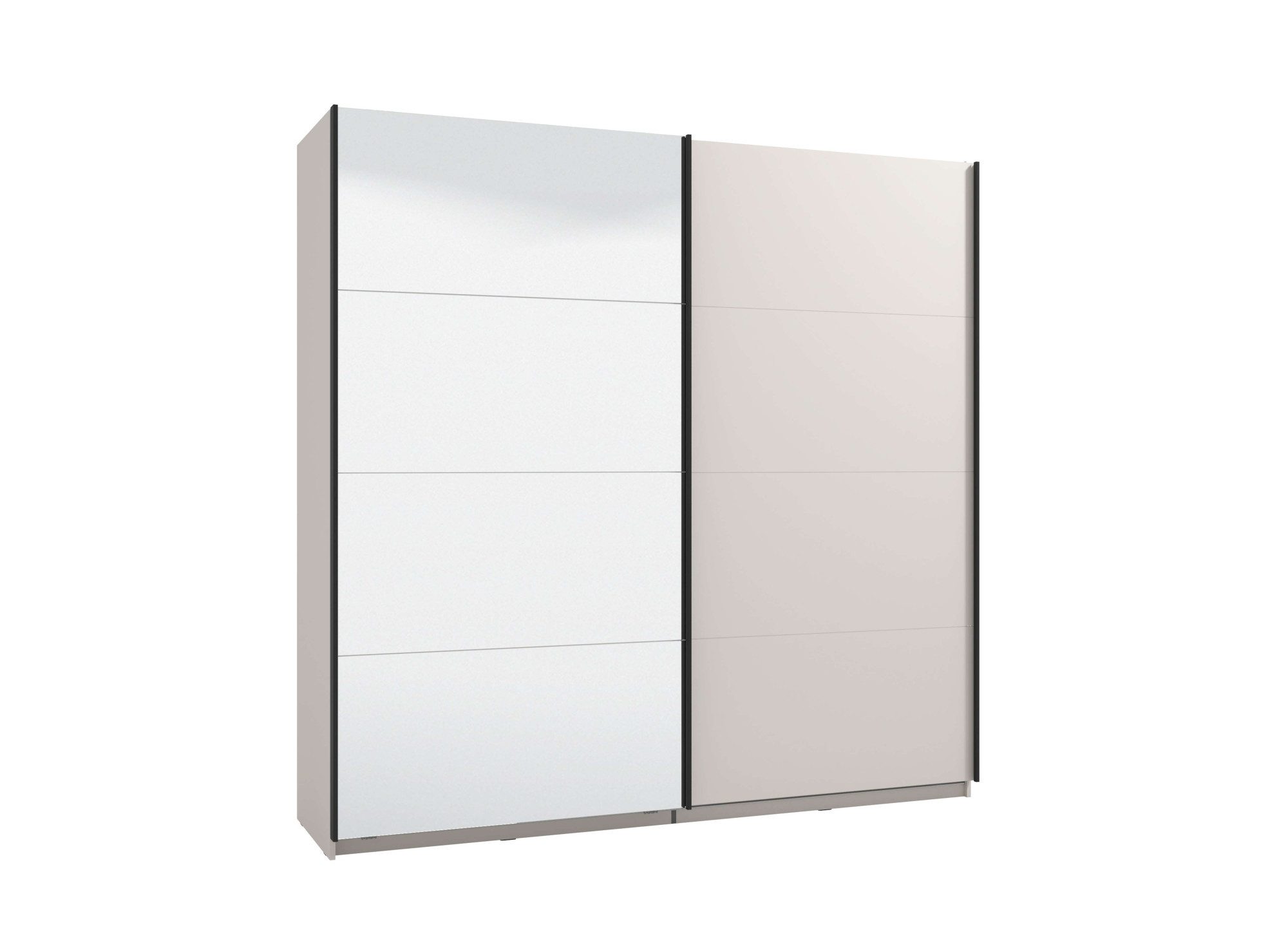 INOSIGN Schwebetürenschrank Lucca, Kleiderschrank mit Spiegel und Glastür, FSC®-zertifiziert wahlweise mit 3 verschiedenen Innenausstattungen, 220x62x217,5cm