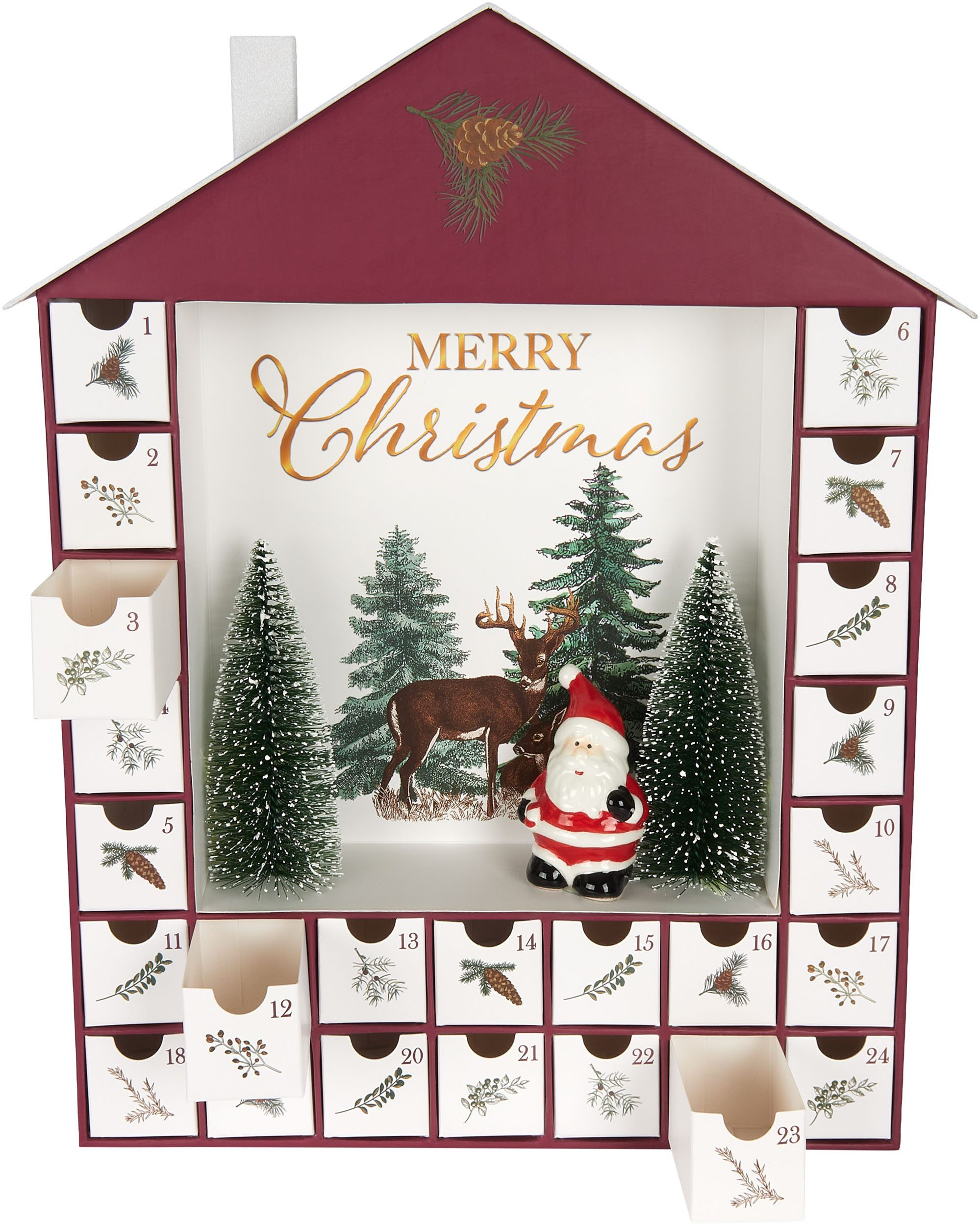 BRUBAKER befüllbarer Adventskalender Haus 2026 - Adventskalender zum Befüllen - DIY Weihnachtskalender (1-tlg), Kalender mit 24 Türchen und Keramik Weihnachtsma – Bild 3 von 5