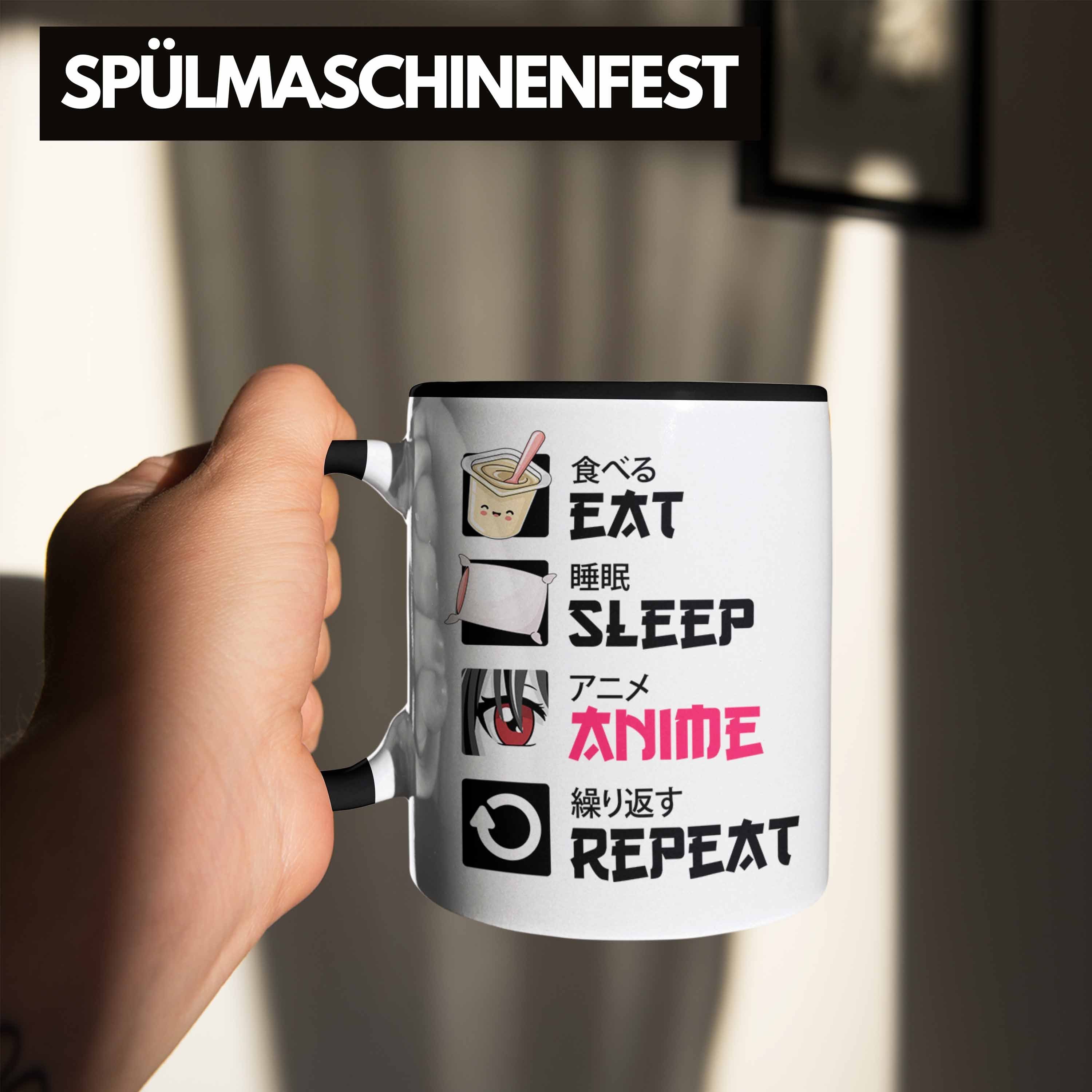 Spruch Deko Kaffeetasse Anime Tasse Schwarz Geschenke Eat Tasse Trendation Geschenk - Sleep Trendation