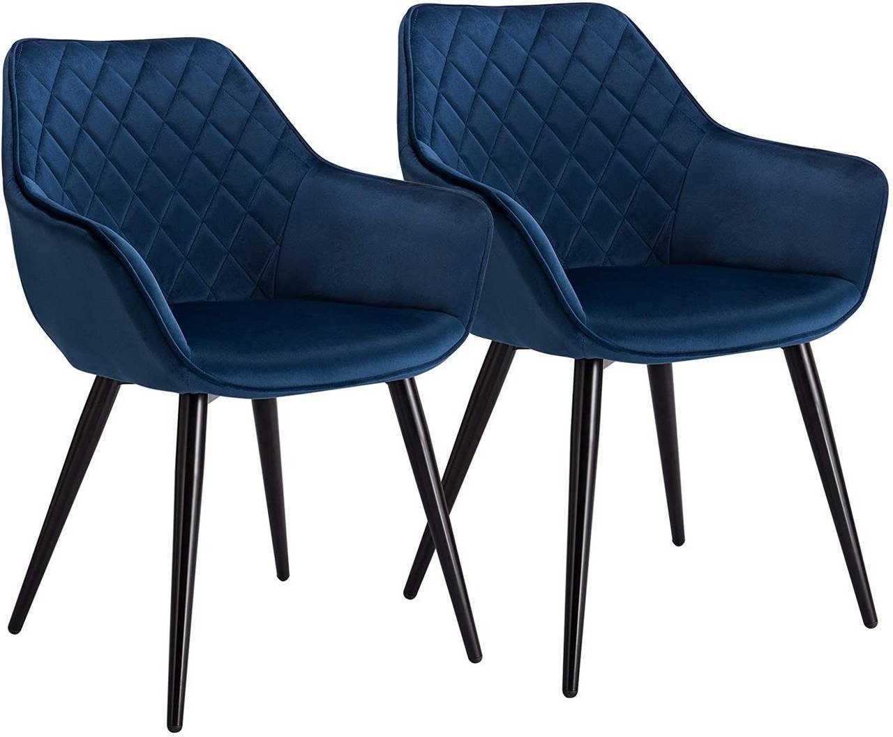 Woltu Esszimmerstuhl (2 St), Polsterstuhl mit Armlehnen, Design Stuhl, Metall | Stühle