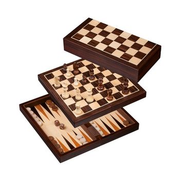 Philos Spiel, Schach-Backgammon-Dame-Set - Feld 30 mm - Birke