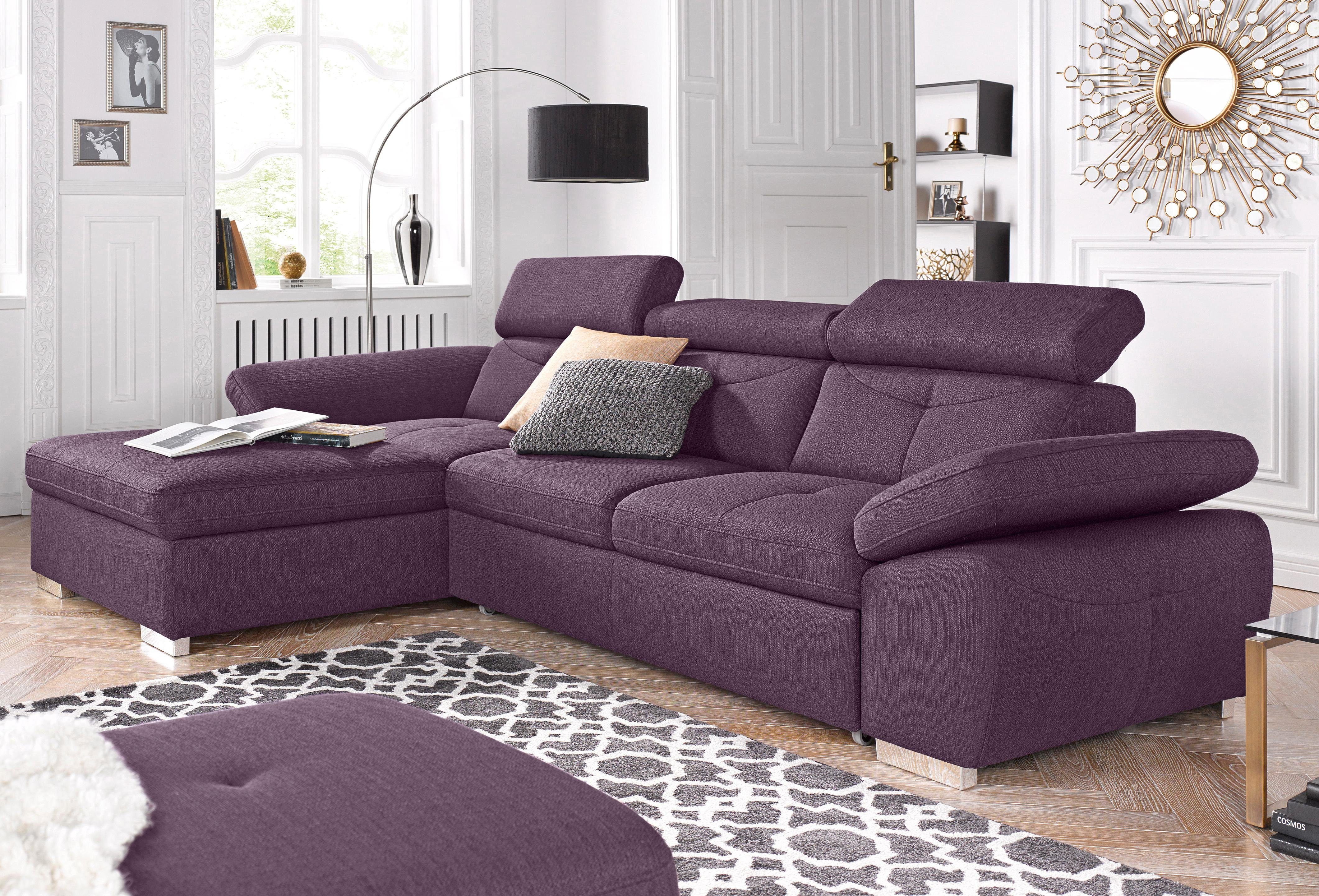 exxpo - sofa fashion Ecksofa Spring, super bequem, mit Armteil- und Kopfteilfunktion, L-Form, wahlweise mit Bettfunktion und Bettkasten