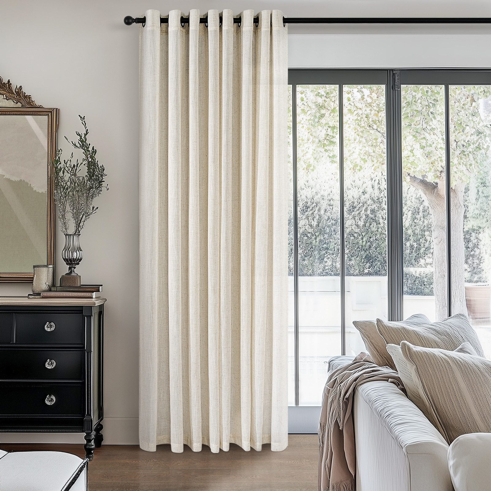 Topfinel Gardine Leinen Vorhänge Stores Gardinen mit Ösen für Wohnzimmer Boho (1 St), Ösen, halbtransparent, schiebegardinen schlafzimmer kinderzimmer