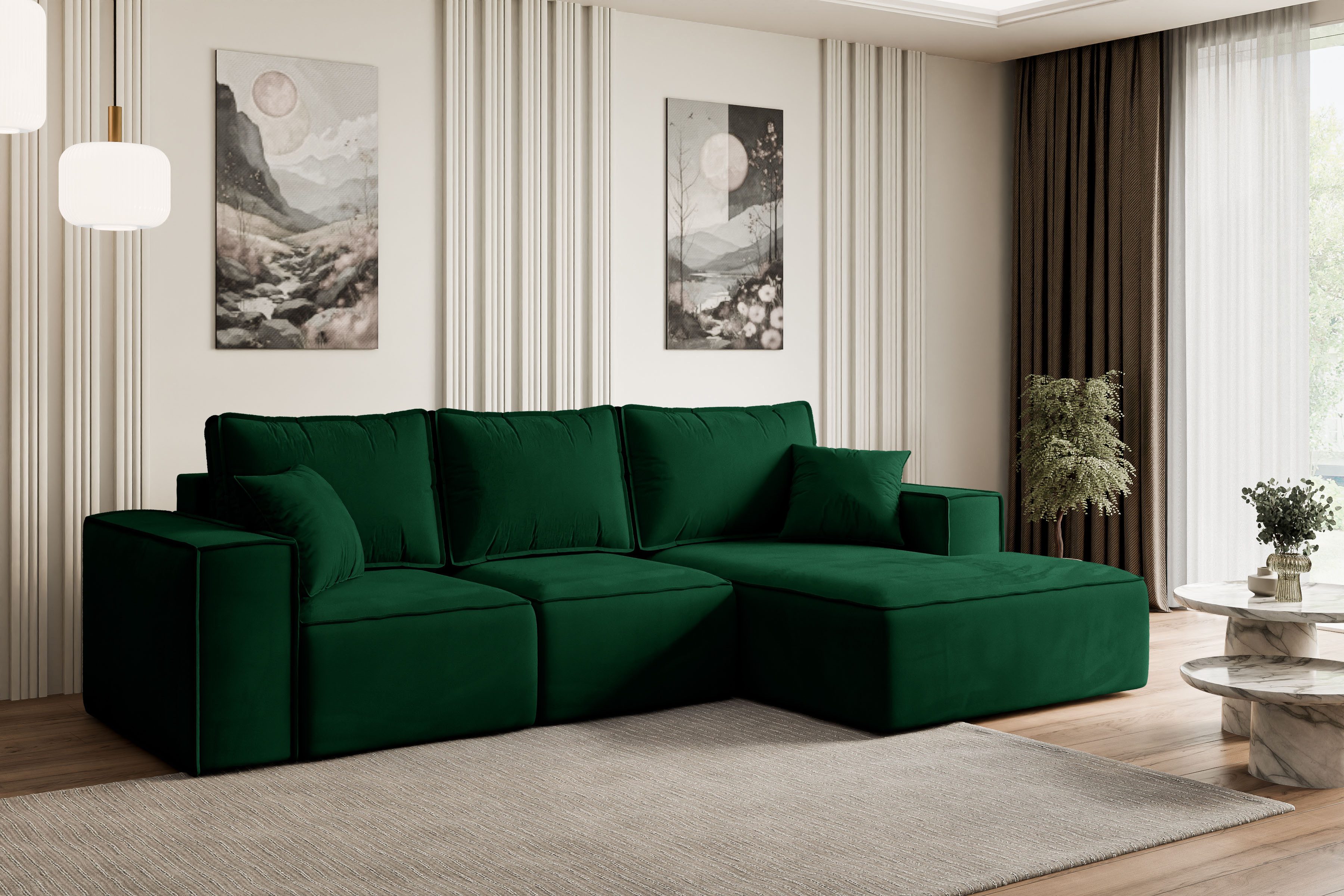 ALTDECOR Ecksofa SERRA-L-S, Couch mit Schlaffunktion, Wohnzimmer - Wohnlandschaft, Corner Sofa Bett Eckcouch Couch L-Form Schlafcouch Ausziehbar