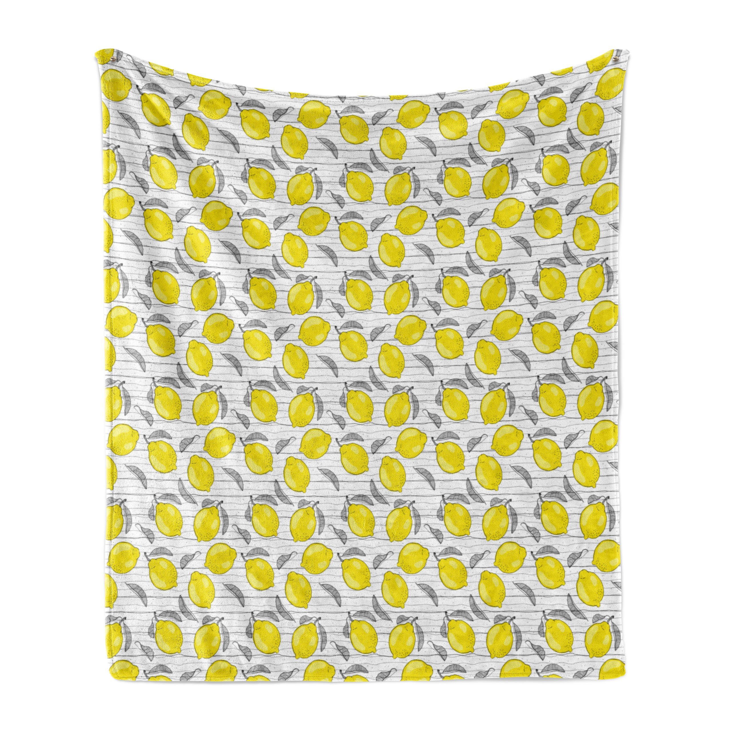 Wohndecke Gemütlicher Plüsch für den Innen- und Außenbereich, Abakuhaus, Zitronen Skizziert Lemon Pattern