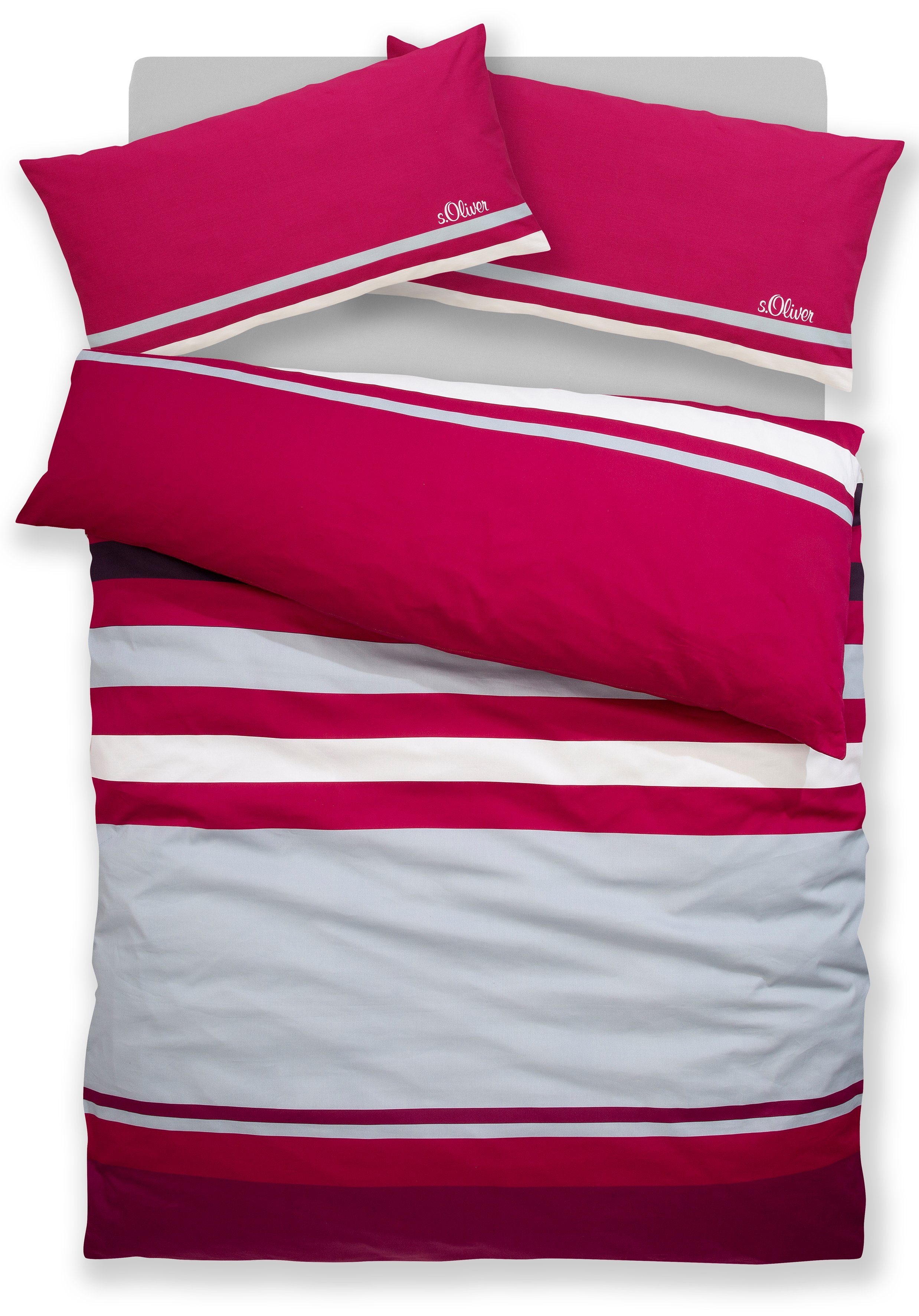 s.Oliver Bettwäsche Fenja in Gr. 135x200 oder 155x220 cm, Renforcé, 2 teilig, gestreifte Bettwäsche, mit GRATIS-Zugabe: 2x Kissenhüllen
