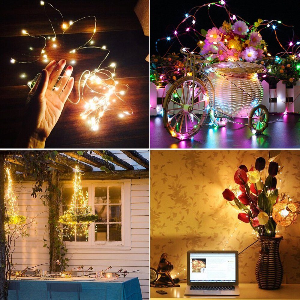 LED/10M mit Mehrfarbig 200 Lichterkette, 50 Kupferdraht, USB 5M Party,Garten,Weihnachten,Beleuchtung,Zimmer,lichterketten Lichterkette Led 100LED/20M MUPOO LED