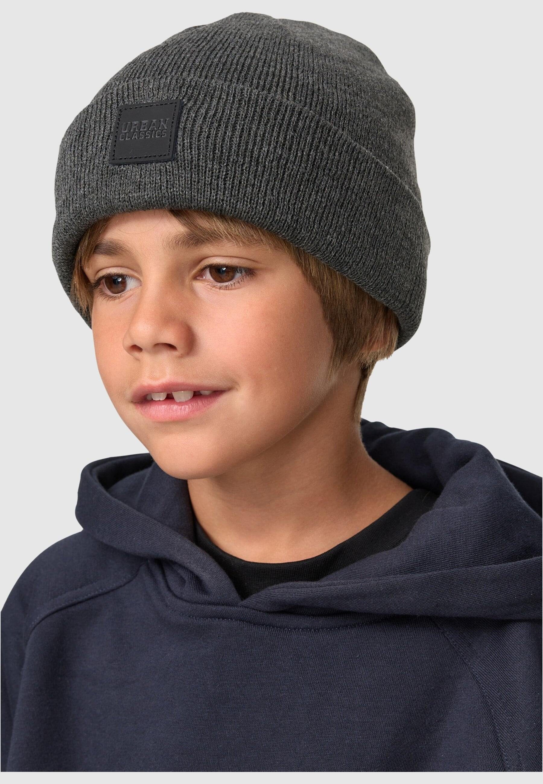 URBAN CLASSICS Beanie Beanie (1-St) Logopatch burgundy Kids 2-Pack Damen charcoal