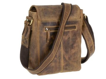 Greenburry Umhängetasche Vintage Hunting, Schultertasche, Messenger Bag 24cm, Hirsch-Prägung