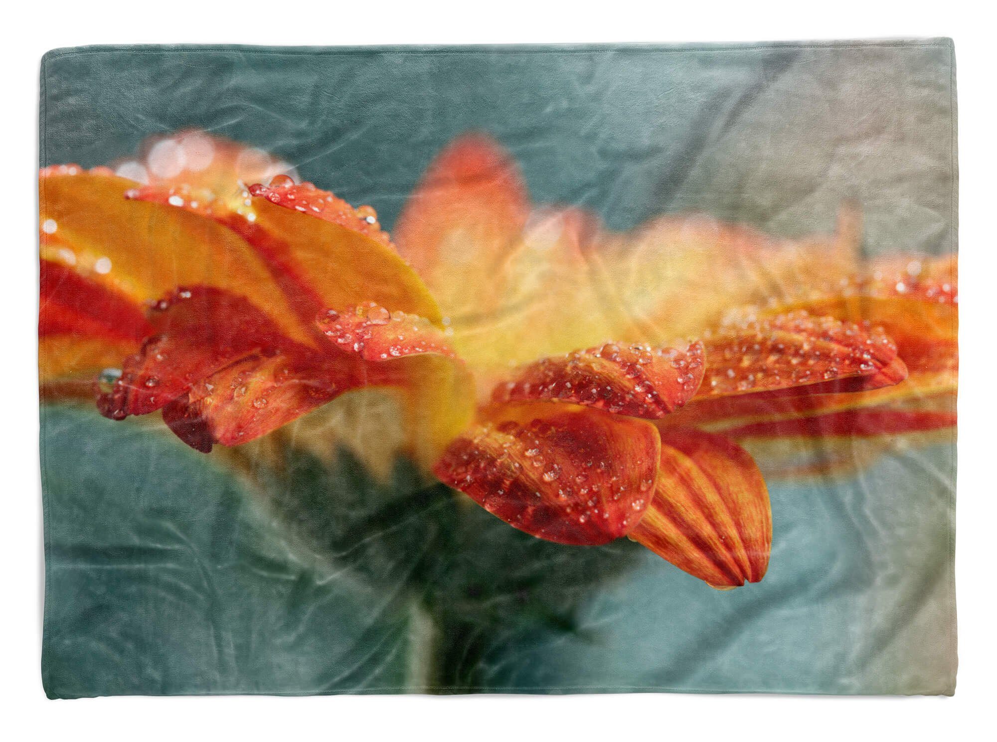 (1-St), Morgentau Blume mit Bl, Strandhandtuch Handtuch Fotomotiv Kuscheldecke Baumwolle-Polyester-Mix Handtücher Saunatuch Sinus Handtuch Art