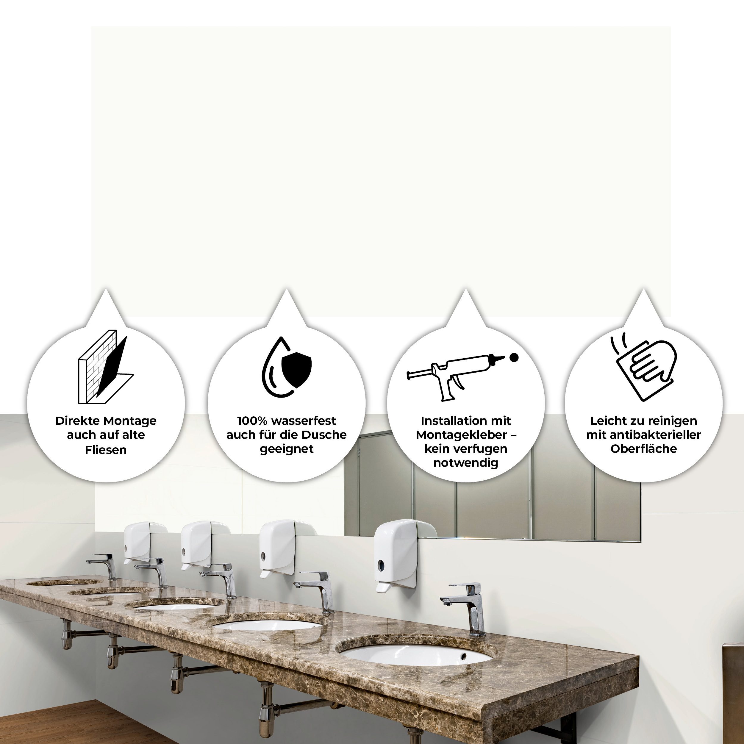 Revet Wandpaneel XL-Wandfliese Kunststoff - wasserfest, robust, alte Fliesen überkleben, BxL: 60x120 cm, 0,72 qm, (Packung mit 2,16 m², 3-tlg., Versandkostenfreie Lieferung) Wandverkleidung im Fliesendesign, wasserfest, pflegeleicht