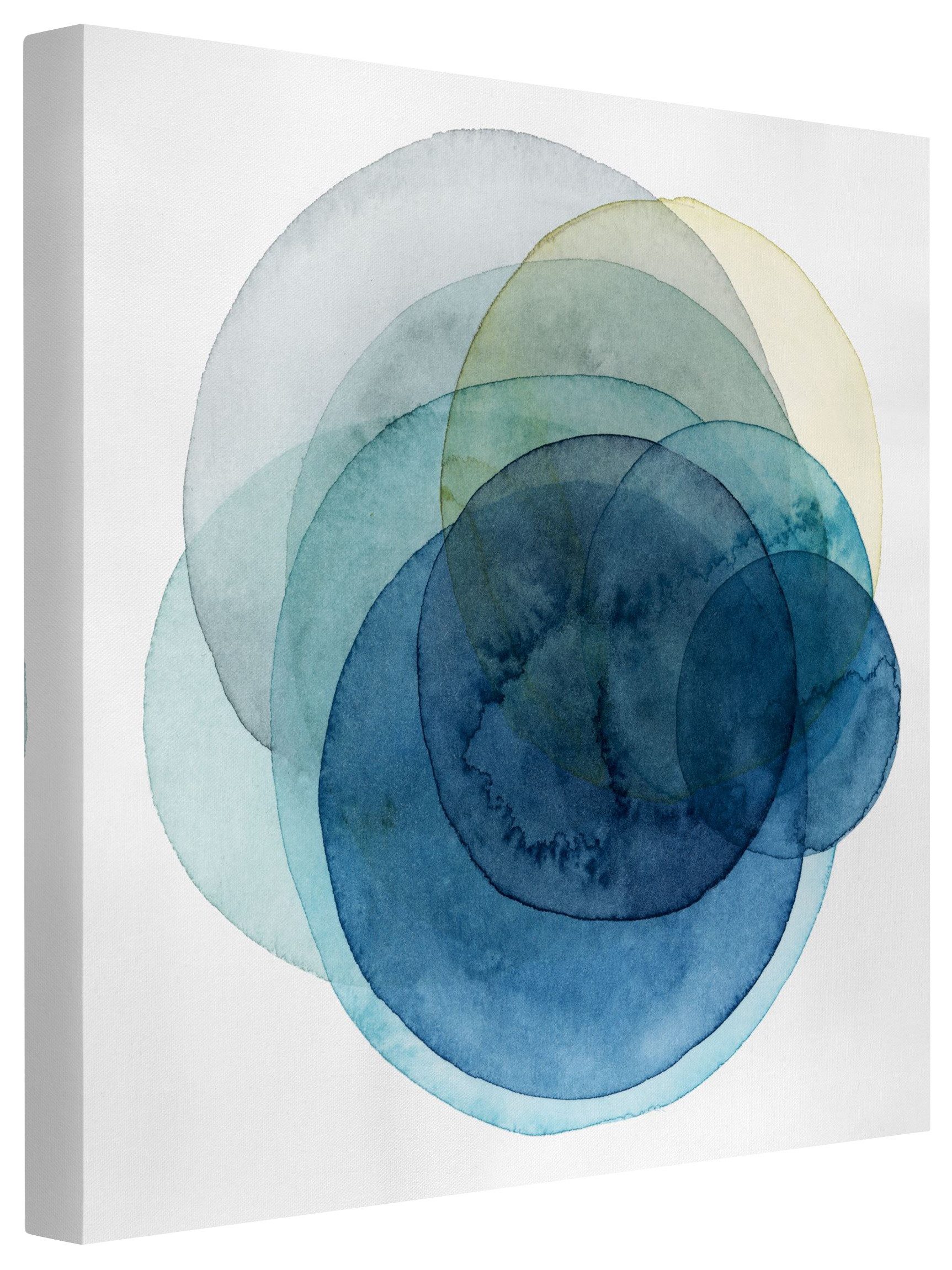 Bilderdepot24 Leinwandbild Abstrakt Modern Aquarell Urknall blau blau Bild auf Leinwand Groß XXL, Wohnzimmer Schlafzimmer Küche Flur Wandbild Kunstdruck Wanddeko Druck