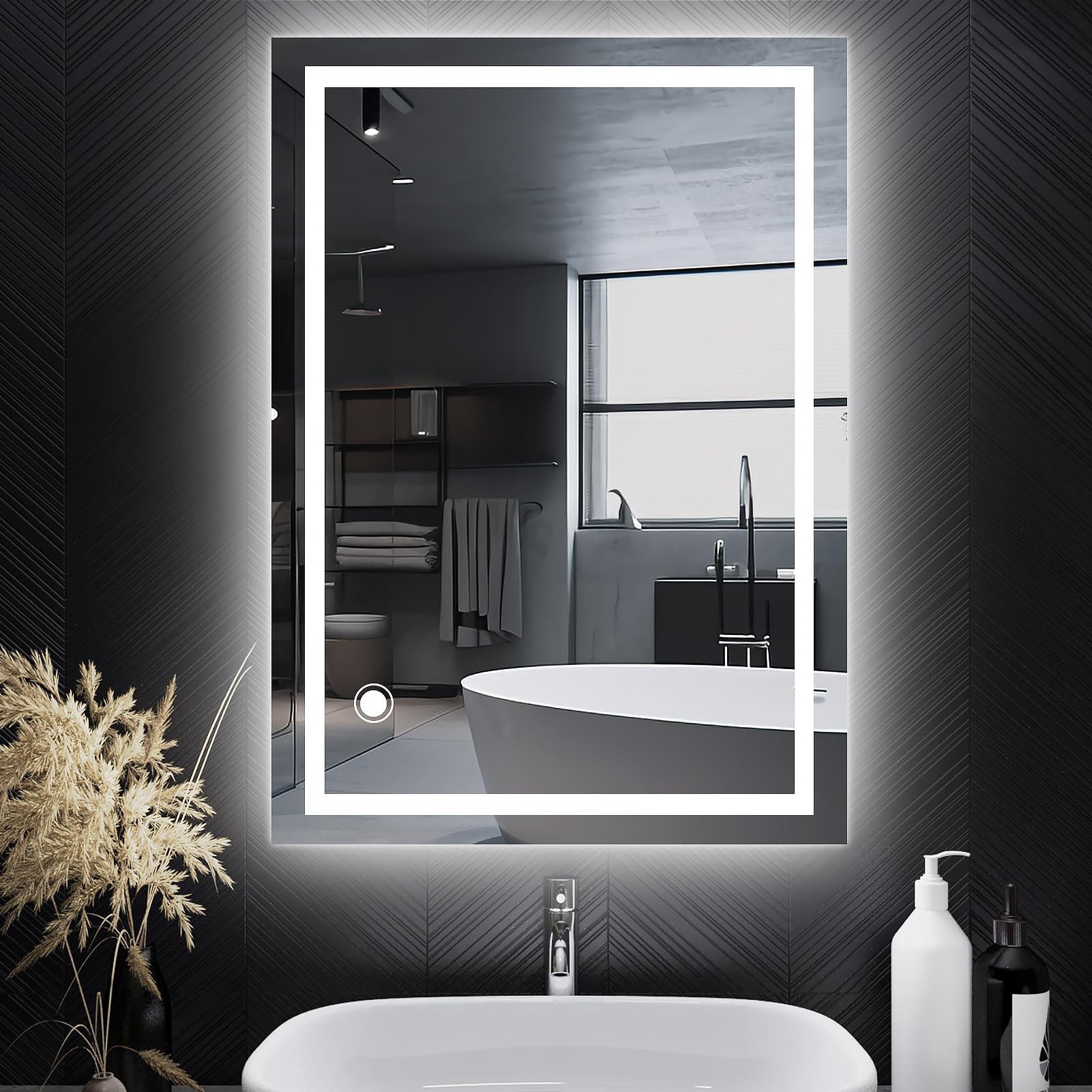 Youyijia Badezimmerspiegelschrank Badezimmerspiegel 50x70cm LED Badspiegel günstig online kaufen