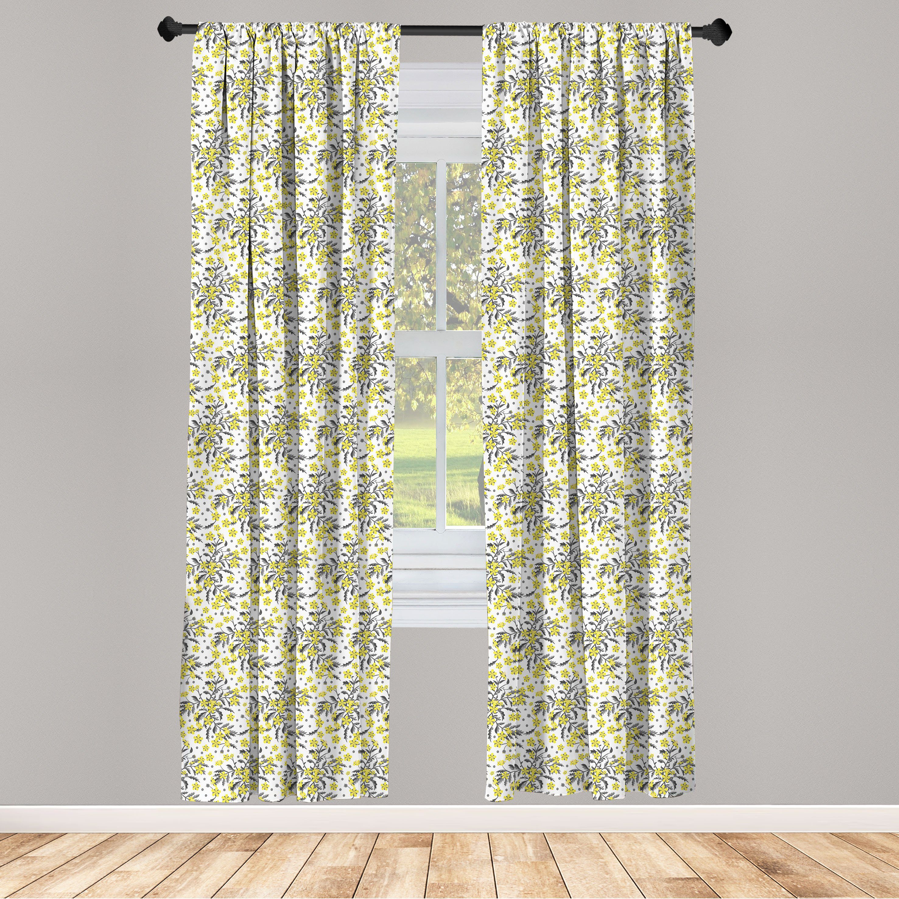 Gardine Vorhang für Wohnzimmer Schlafzimmer Dekor, Abakuhaus, Microfaser, Blumen Vivid Frühlings-Blüten-Kunst