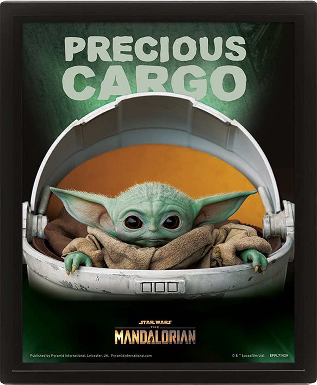 Star Wars Bild mit Rahmen The Mandalorian Precious Cargo, Gerahmtes 3D Lentikulardruck Bild