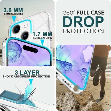 Nalia Smartphone-Hülle Apple iPhone 15 Plus, Klare 360 Grad Hülle / Rundumschutz / Transparent / Displayschutz Case