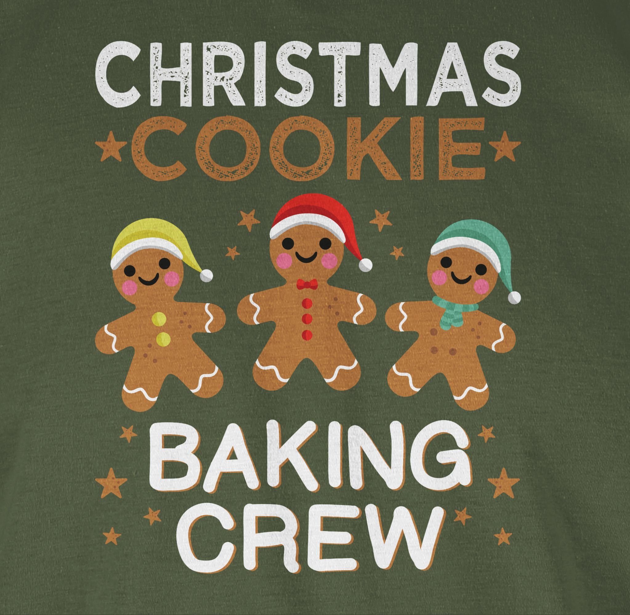 Weihachten 2 Crew T-Shirt Christmas Army Cookie Shirtracer Lebkuchenmännchen Kleidung Baking Grün