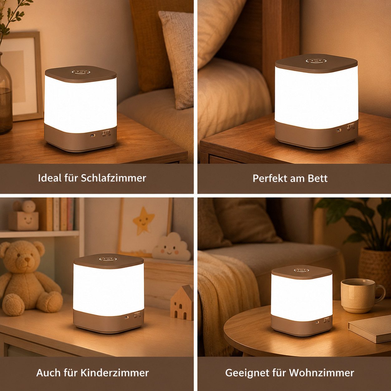 OYLCDI Nachttischlampe LED Nachttischlampe LED Nachtlicht, Dimmbar Atmosphäre Tischlampe, LED fest integriert, Weißes Licht, warmes Licht, neutrales Licht, mit Batterie, USB-Aufladung, mit Touch-Sensor,Tragbare Nachtlicht für Kinder/Erwachsene