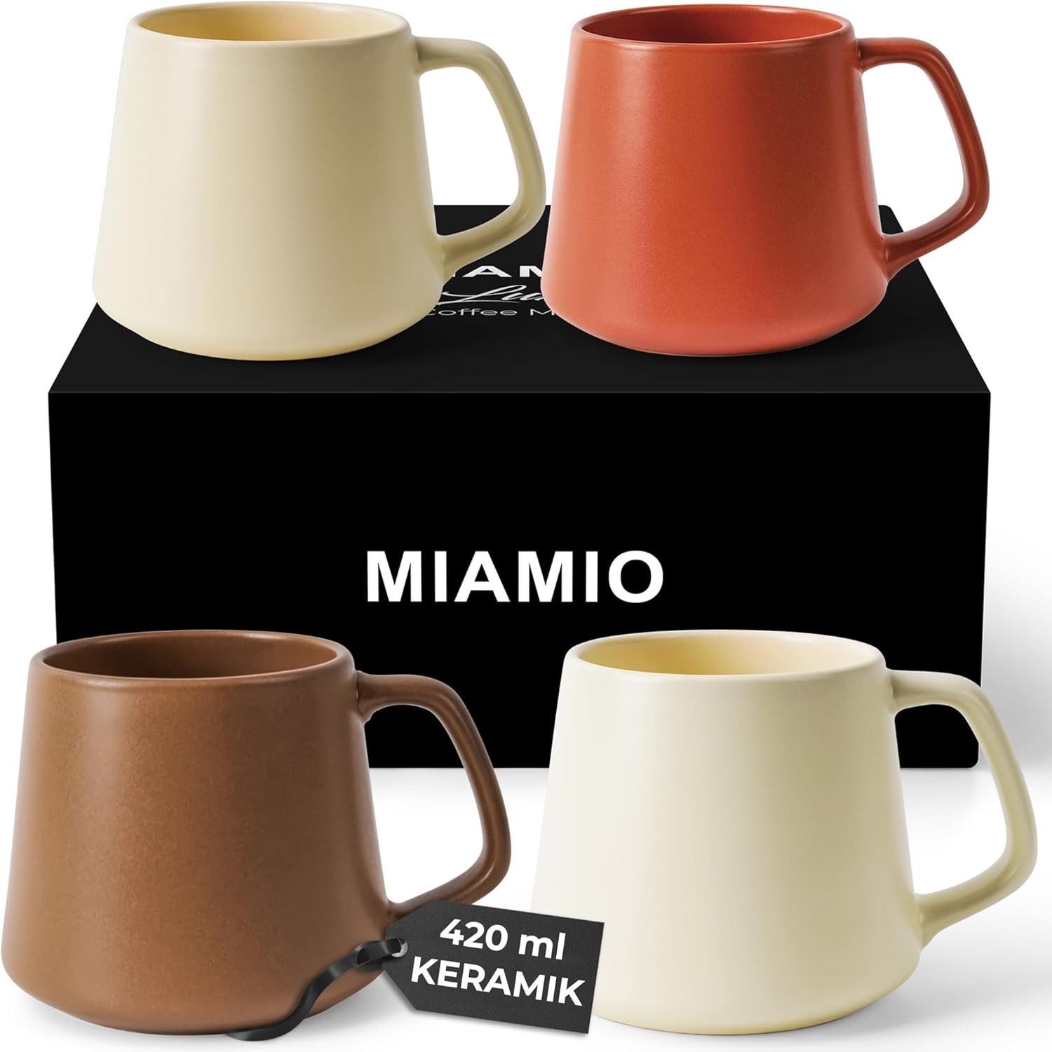 MiaMio Tasse Luxe Kaffeebecher 420 ml Evergreen, 4-tlg., Keramik