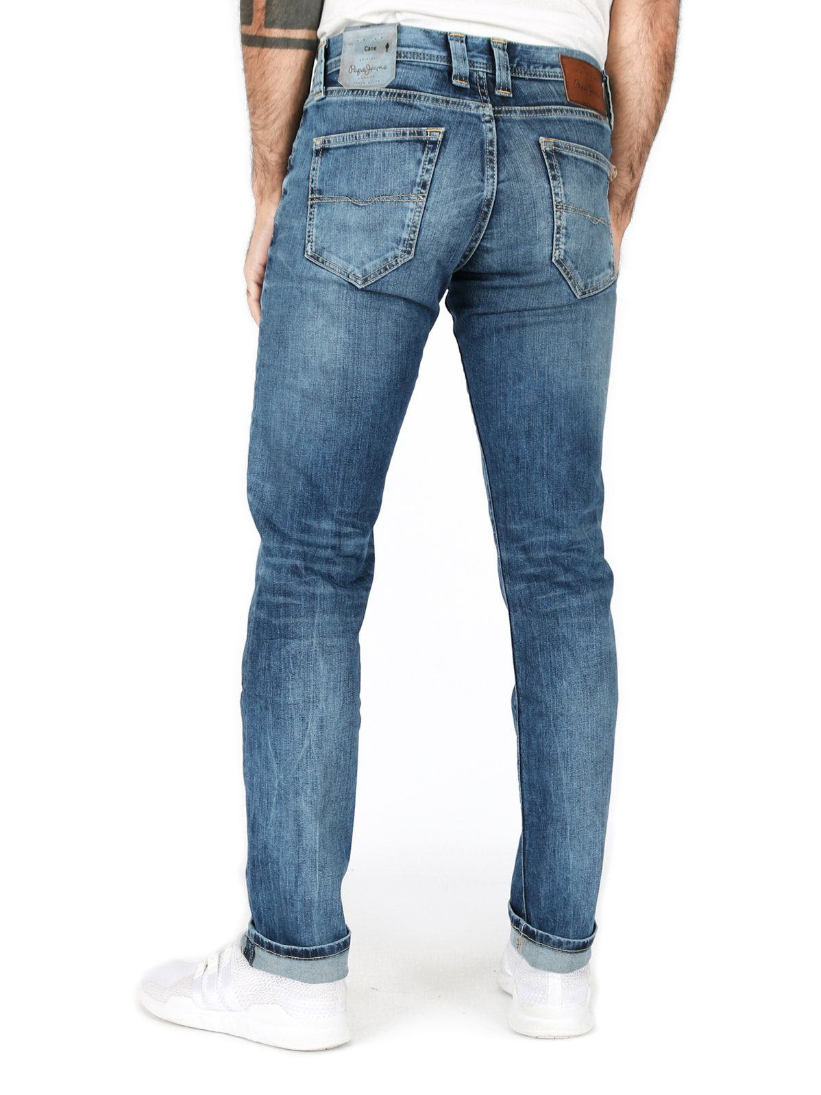 Jeans Pepe Cane Naht Gelbe Waist Skinny Straight Slim-fit-Jeans Z23 - Low