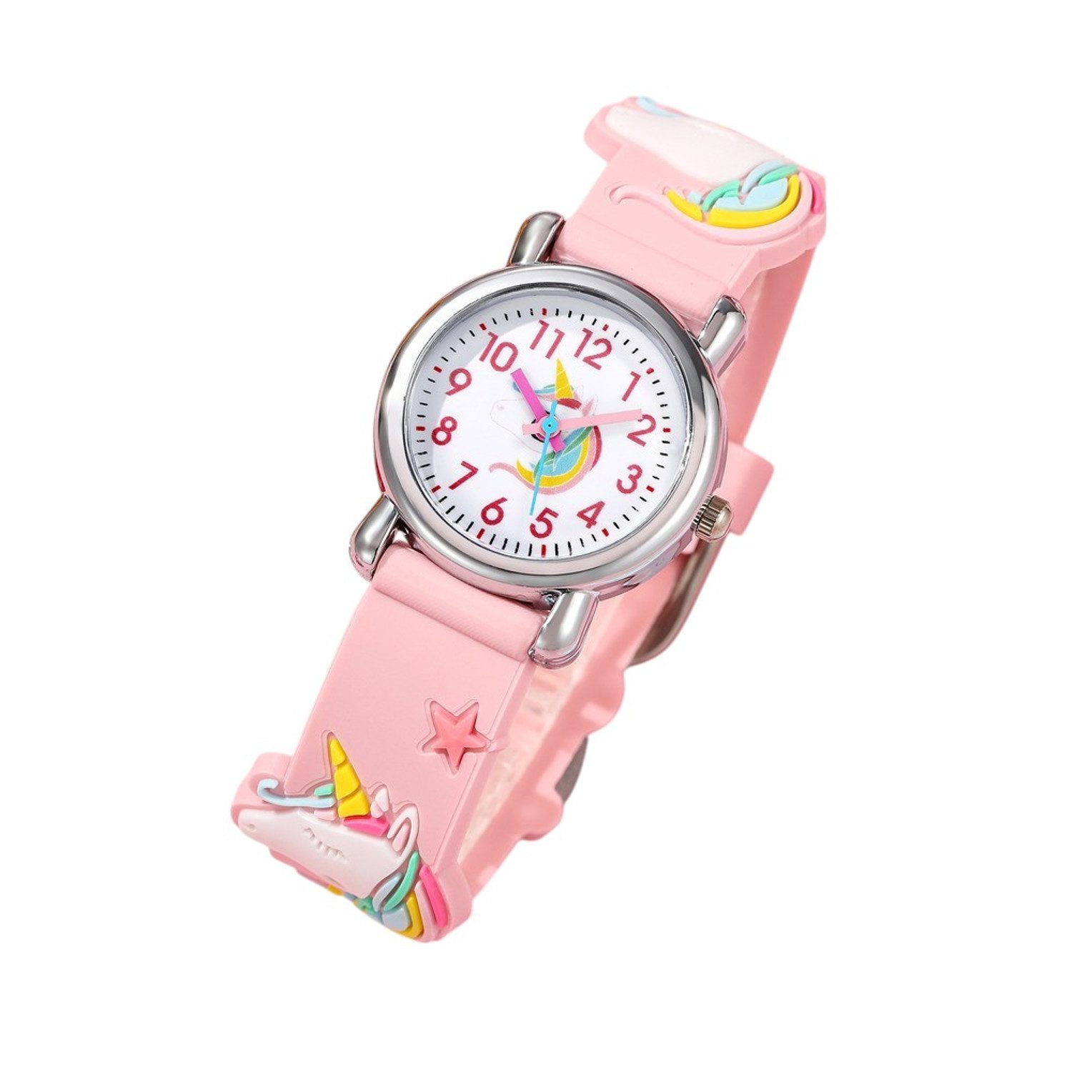 KARMA Quarzuhr Kinderuhr Einhorn rosa od. blau, (Kunststoffuhr, Mädchenarmbanduhr Einhornuhr), Mädchen Uhr Kinderuhr modern