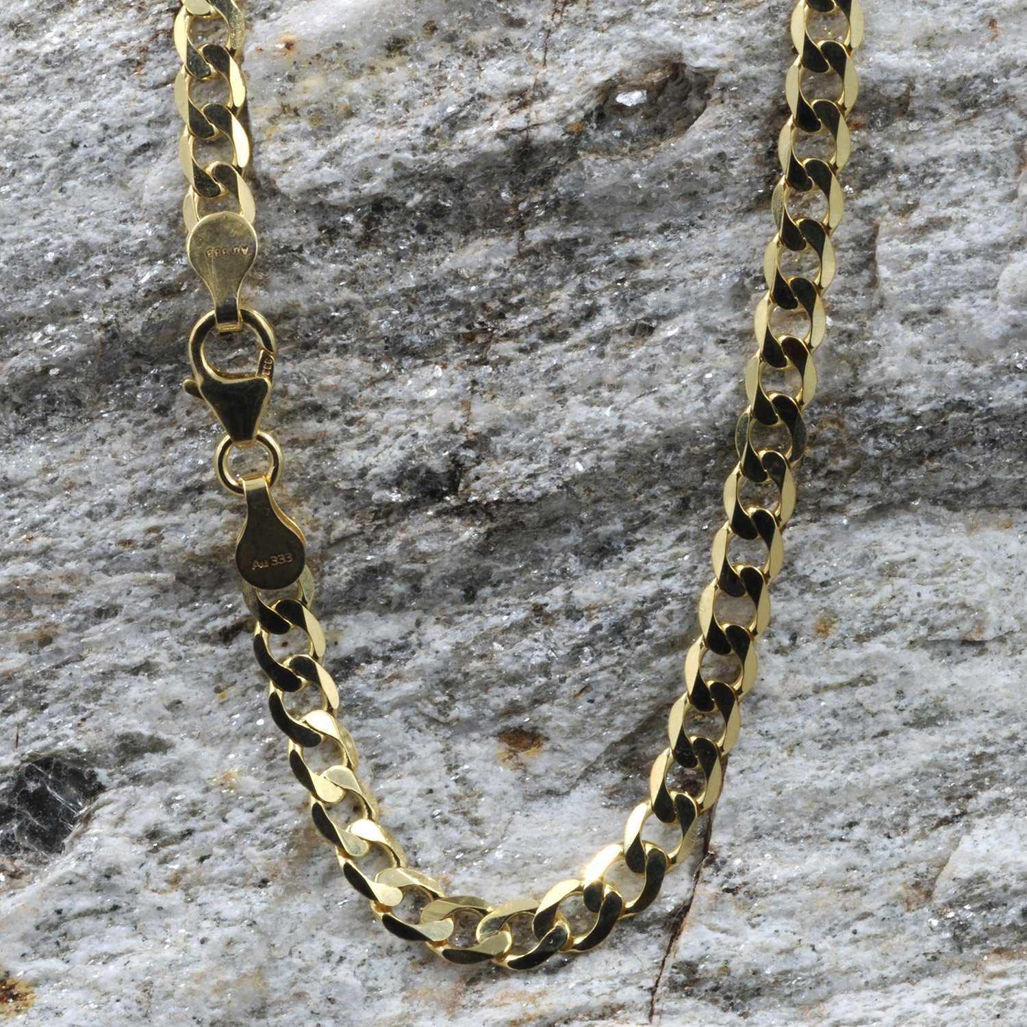 HOPLO gold bracelet gold chain curb chain length 19cm - width 5.0mm - 585-14 carat gold, Made in Germany