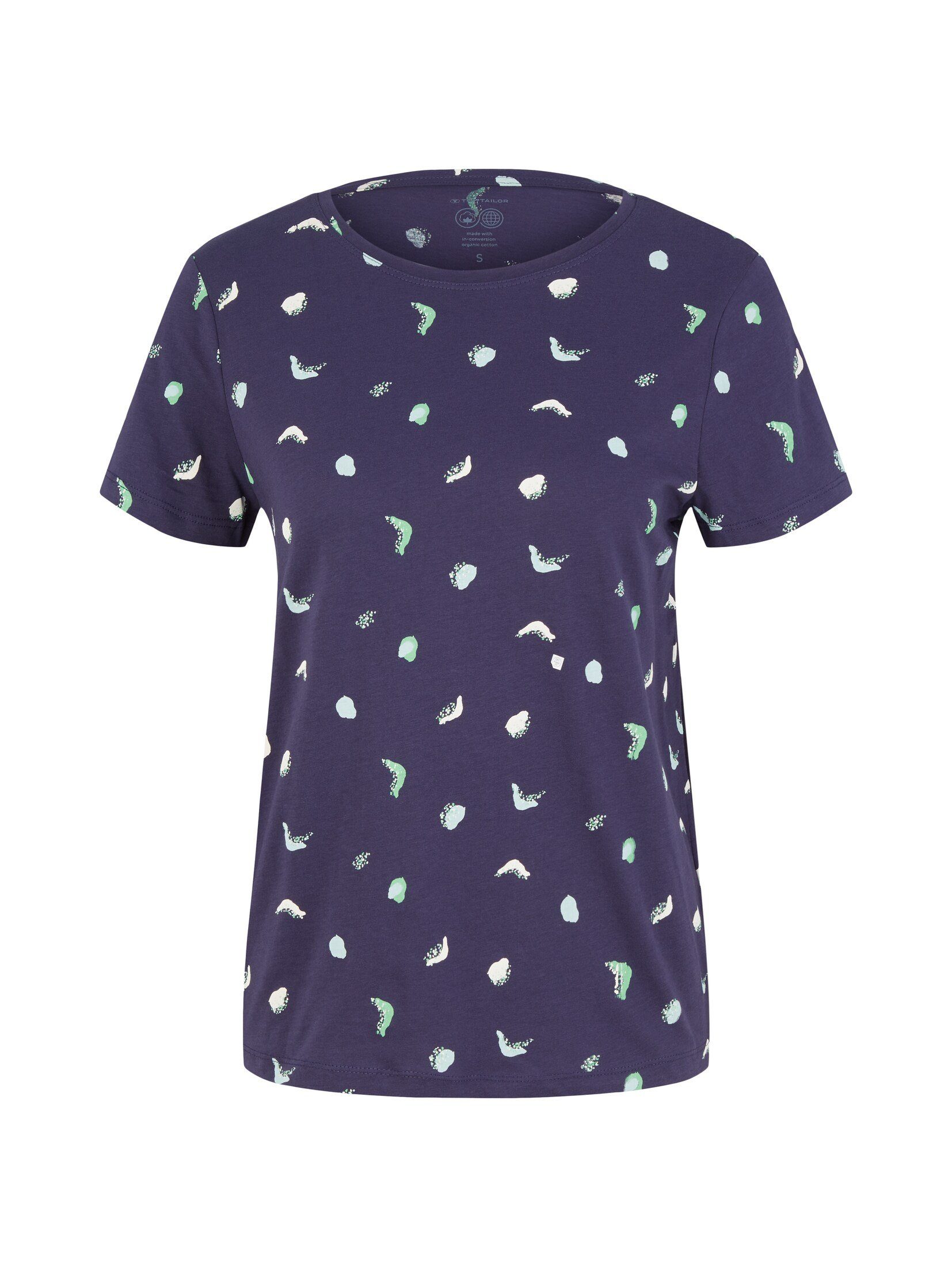 Print TOM TAILOR abstract T-Shirt dot print T-Shirt navy mit